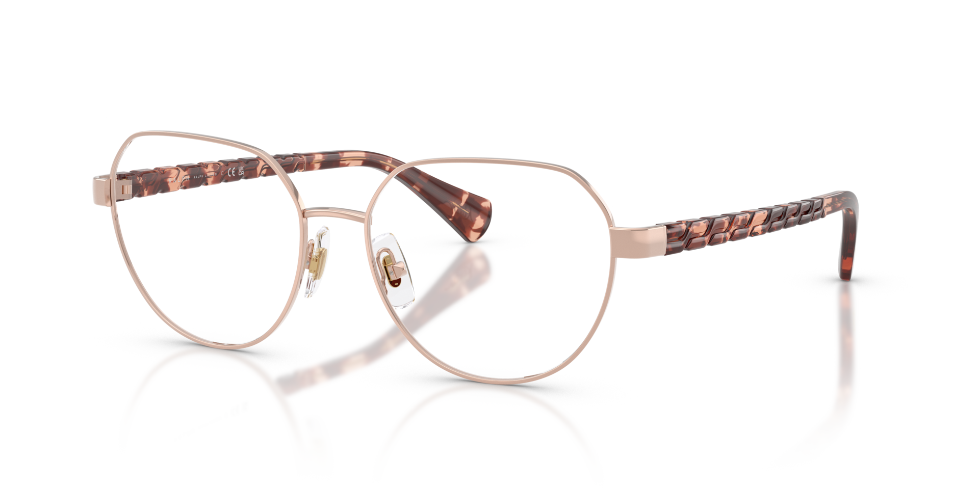 RA6065 Shiny Rose Gold MetalEyeglass Frames for Glasses Direct, Angle View