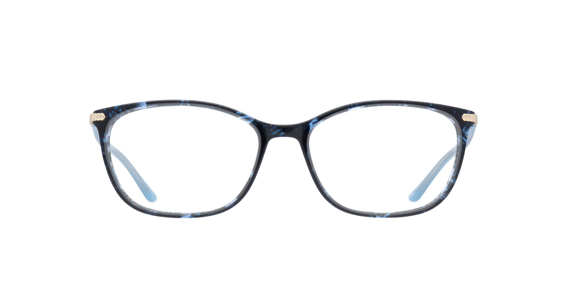 Anika Blue & Gold AcetateEyeglass Frames for Glasses Direct, Front View