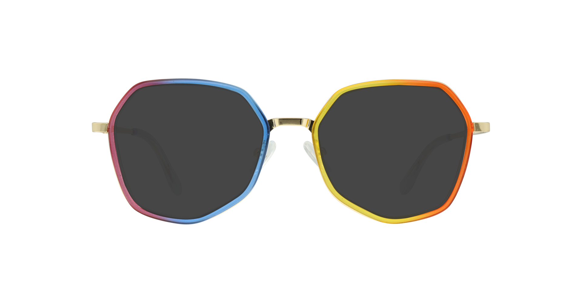 Proud Rainbow & Shiny Gold MetalSunglass Frames for Glasses Direct, with Tinted Lenses