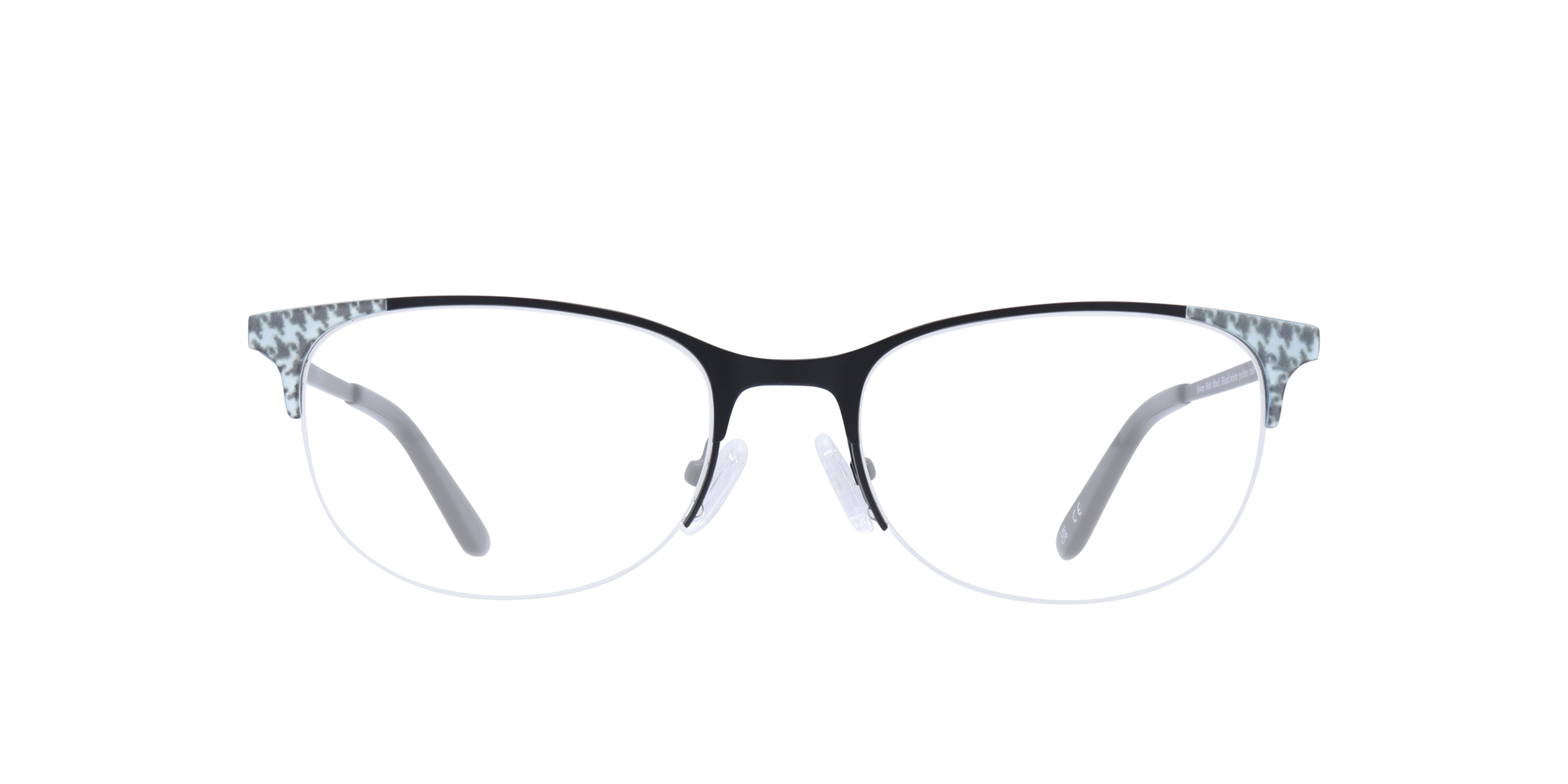 Gwen Matte Black & White MetalEyeglass Frames for Glasses Direct, Front View