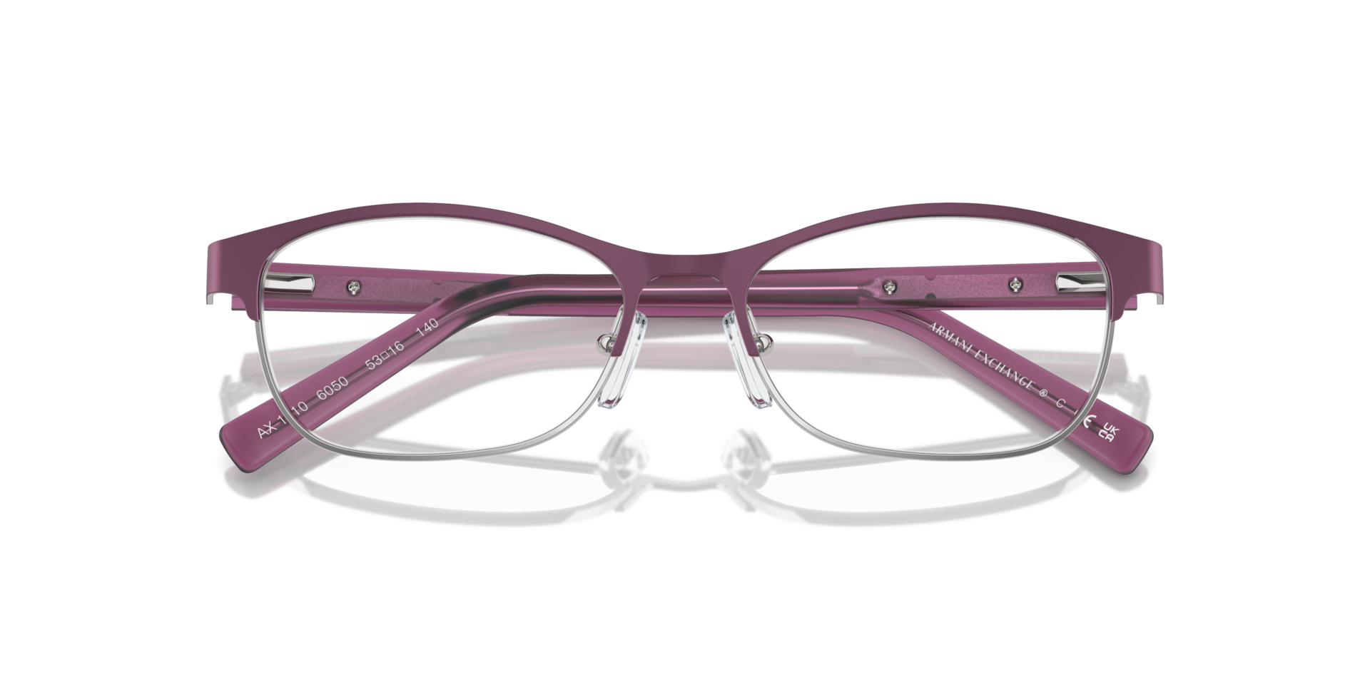 AX1010 Red & Shiny Pale Gold MetalEyeglass Frames for Glasses Direct, Closed View