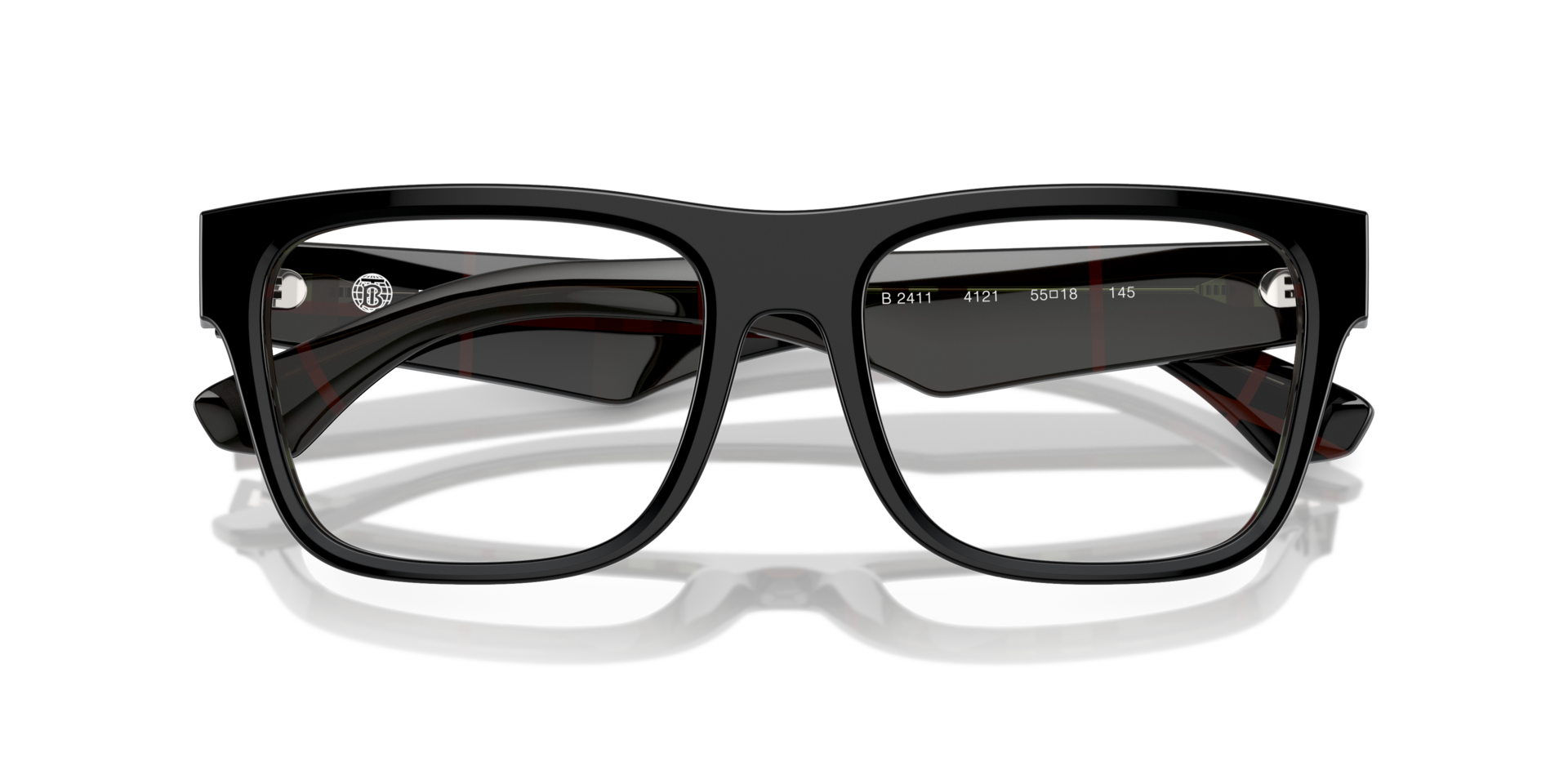 BE2411 Top Black On Vintage Check AcetateEyeglass Frames for Glasses Direct, Closed View