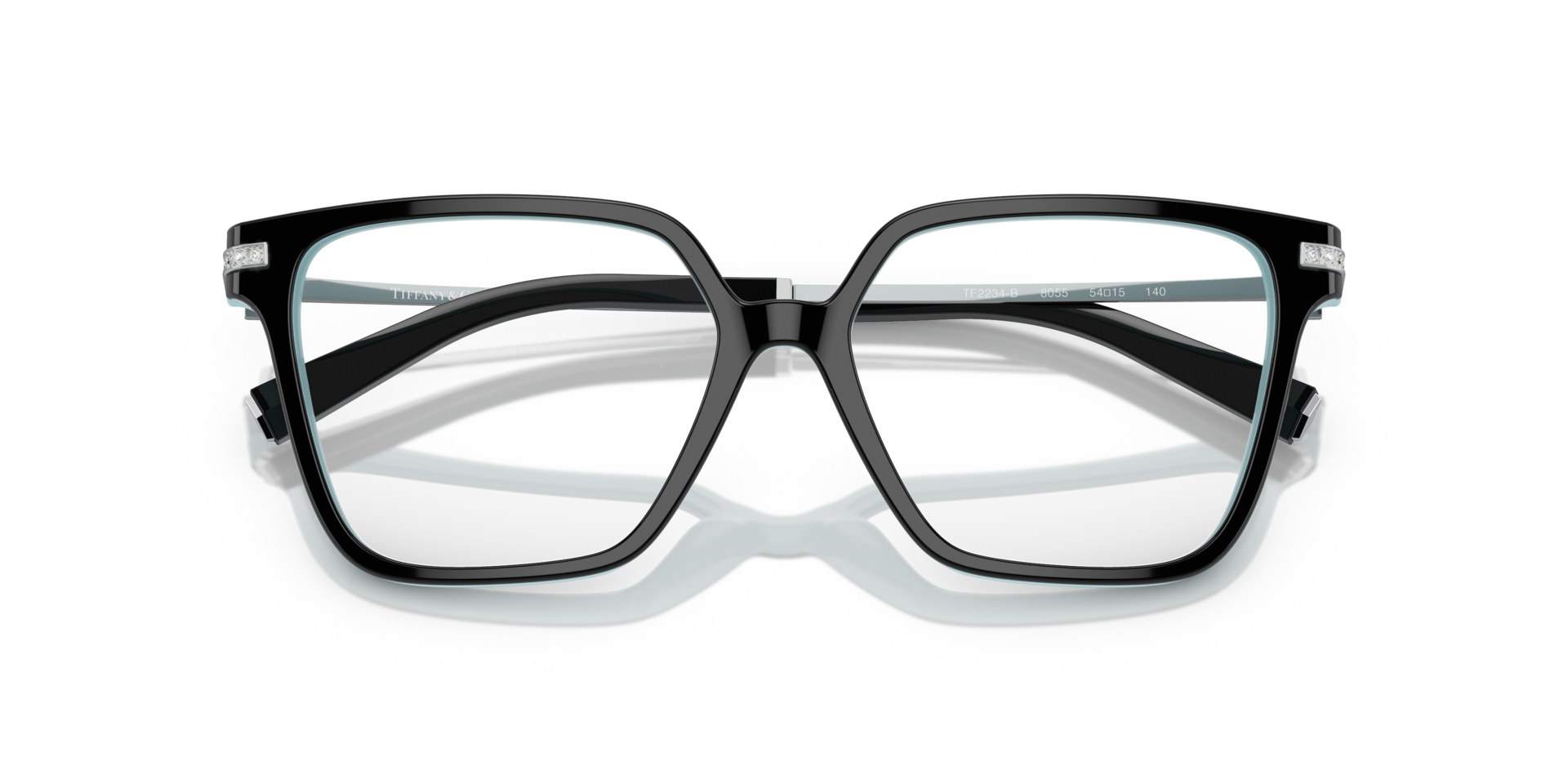 TF2234B Black On Tiffany Blue AcetateEyeglass Frames for Glasses Direct, Closed View