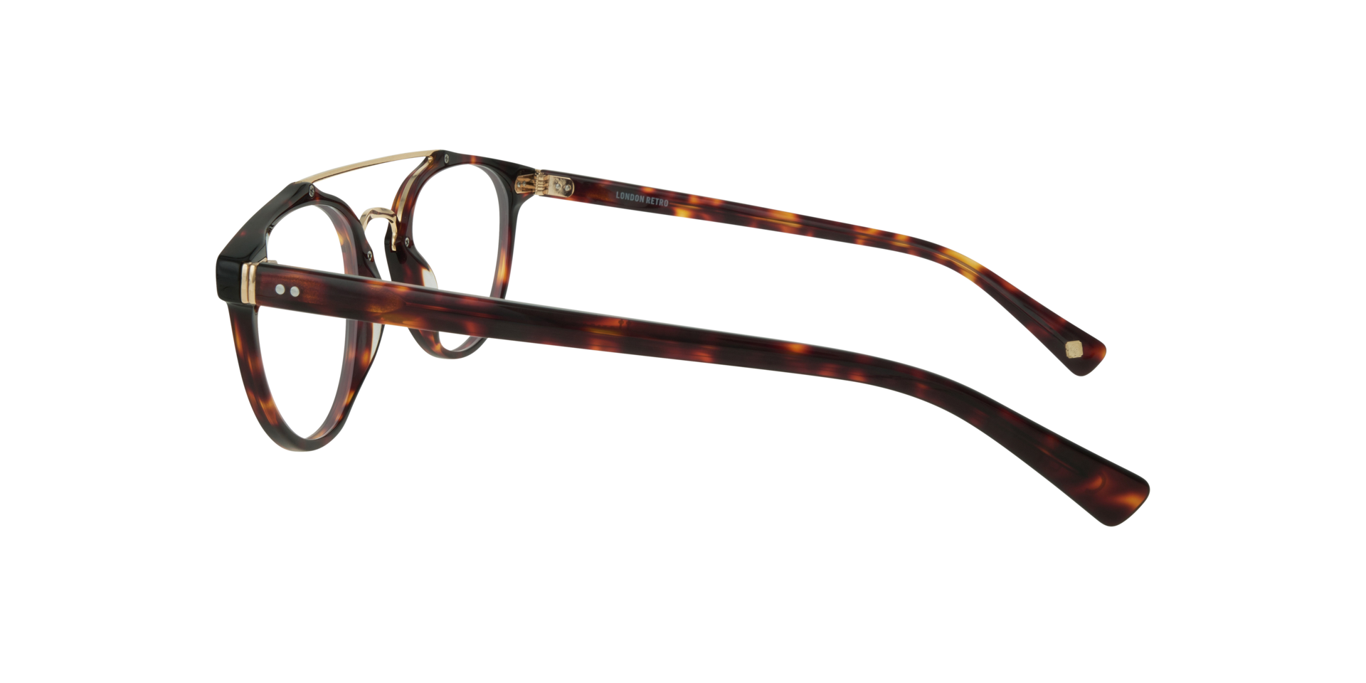Keaton Havana & Shiny Gold AcetateEyeglass Frames for Glasses Direct, Side View