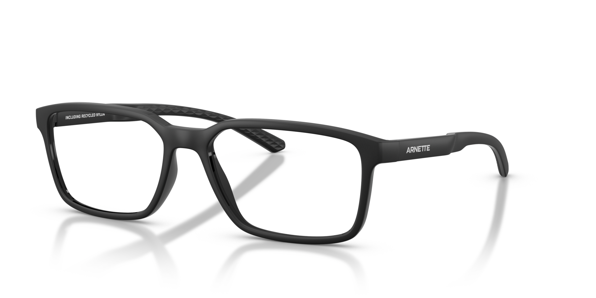 AN7293 Recycled Black Matte Inside Outside PlasticEyeglass Frames for Glasses Direct, Angle View