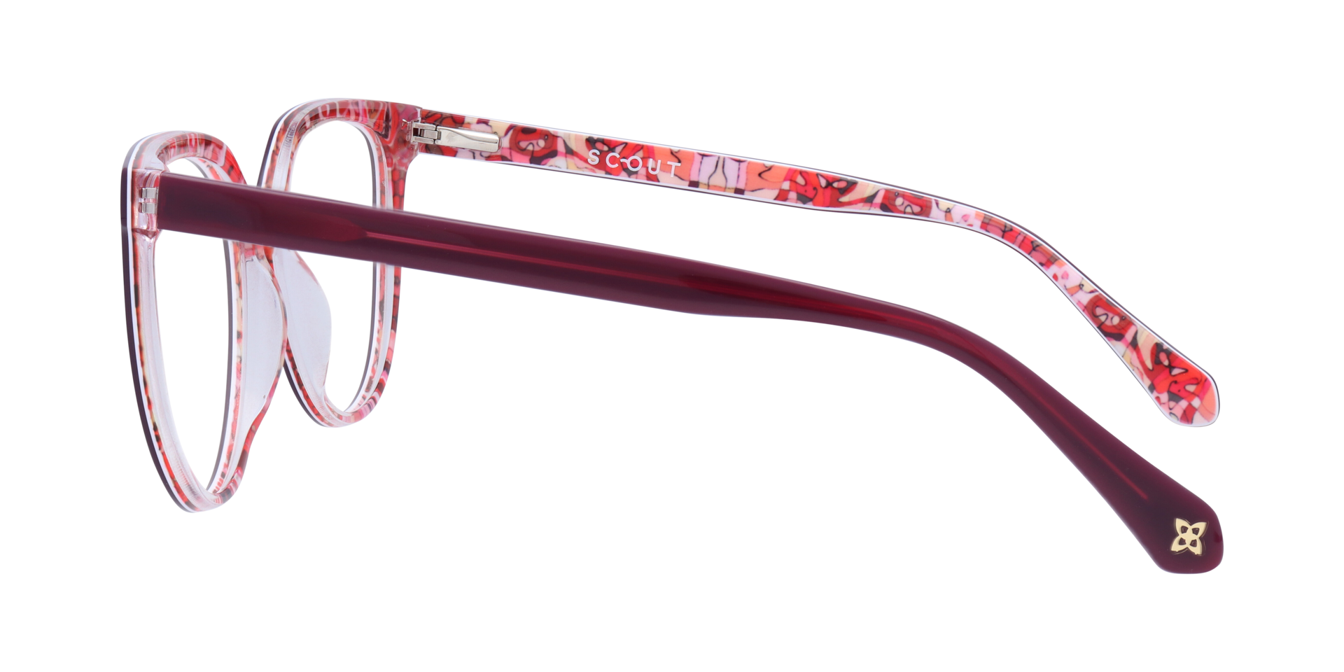 Gloria Milky Dark Pink  &  Flowers AcetateEyeglass Frames for Glasses Direct, Side View