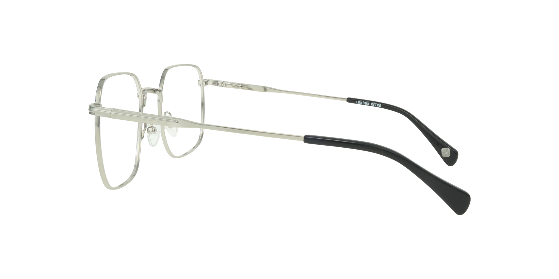 Kensal Shiny Silver & Black MetalEyeglass Frames for Glasses Direct, Side View