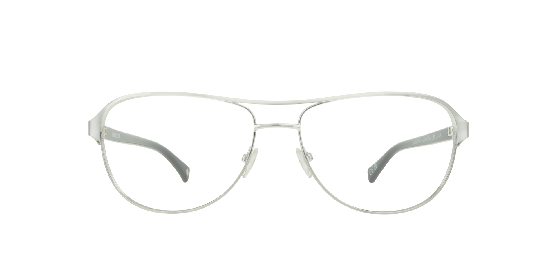 Redford Shiny Silver & Black MetalEyeglass Frames for Glasses Direct, Front View