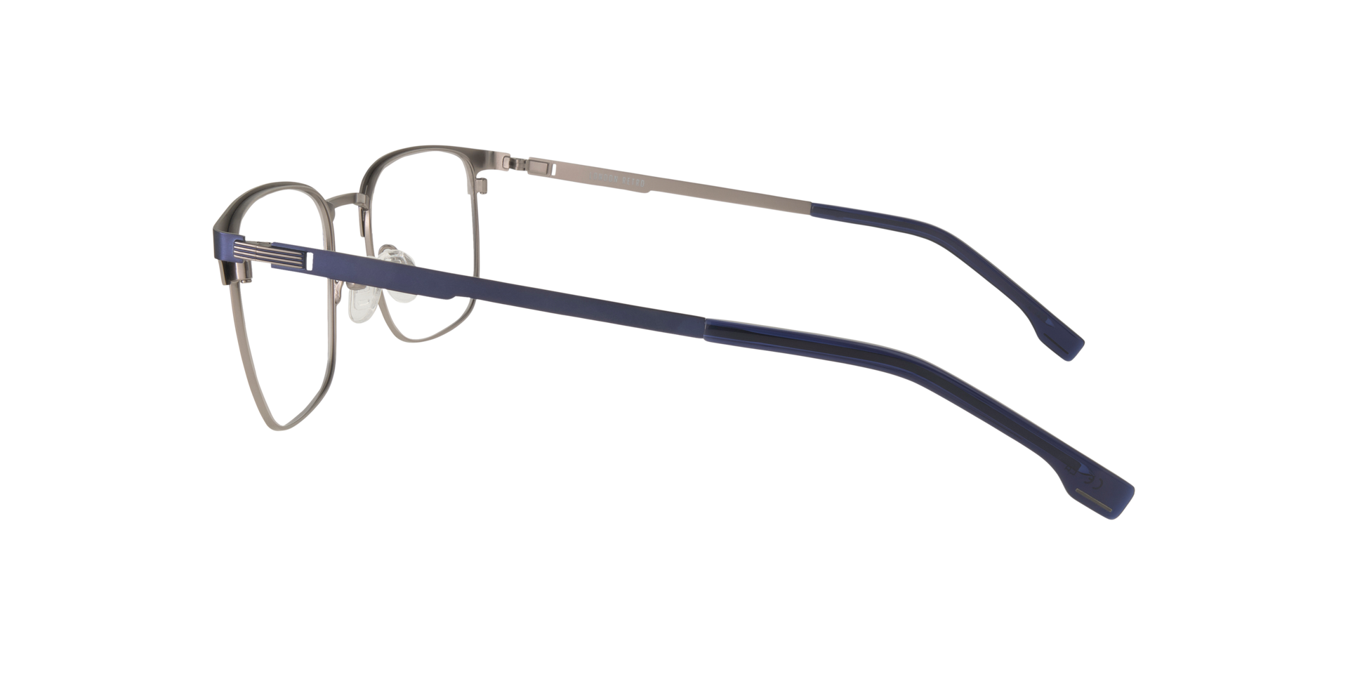 Lock Navy Blue & Gunmetal MetalEyeglass Frames for Glasses Direct, Side View