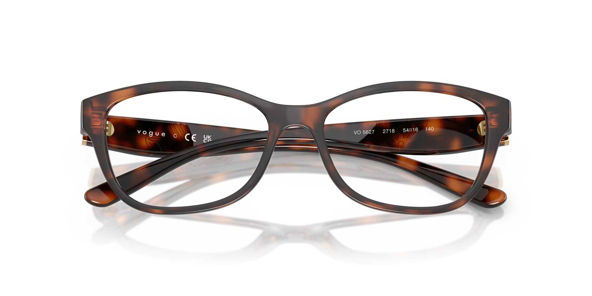 VO5627 Total Dark Havana PlasticEyeglass Frames for Glasses Direct, Closed View