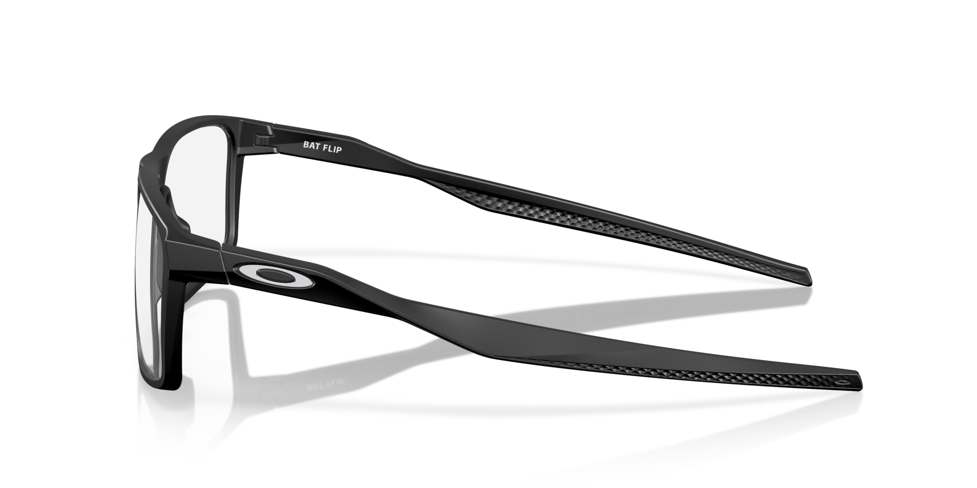 Bat Flip Satin Black PlasticEyeglass Frames for Glasses Direct, Side View