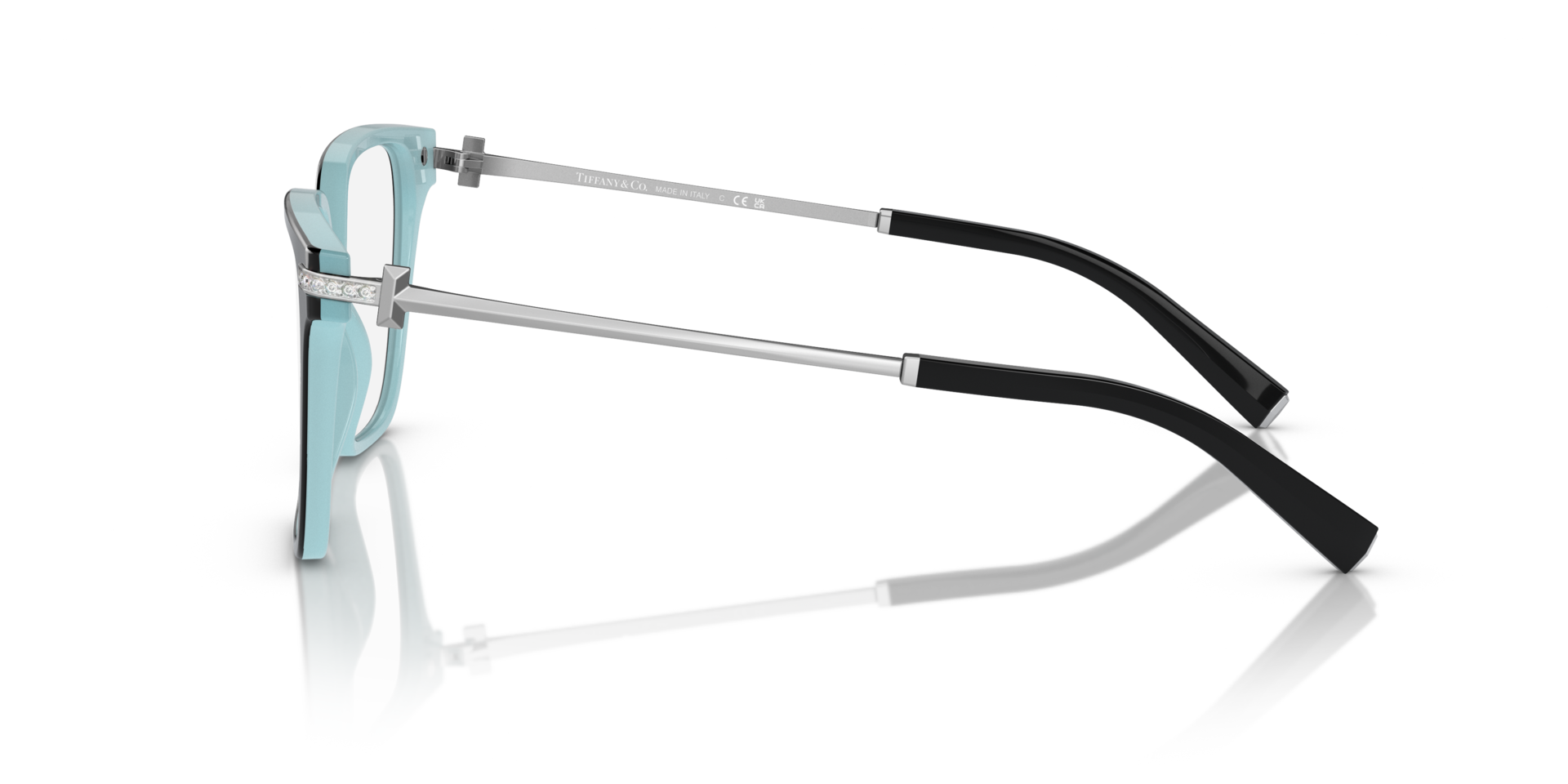 TF2234B Black On Tiffany Blue AcetateEyeglass Frames for Glasses Direct, Side View
