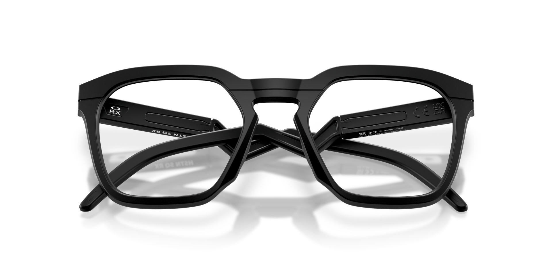 HSTN SQ Satin Black PlasticEyeglass Frames for Glasses Direct, Closed View