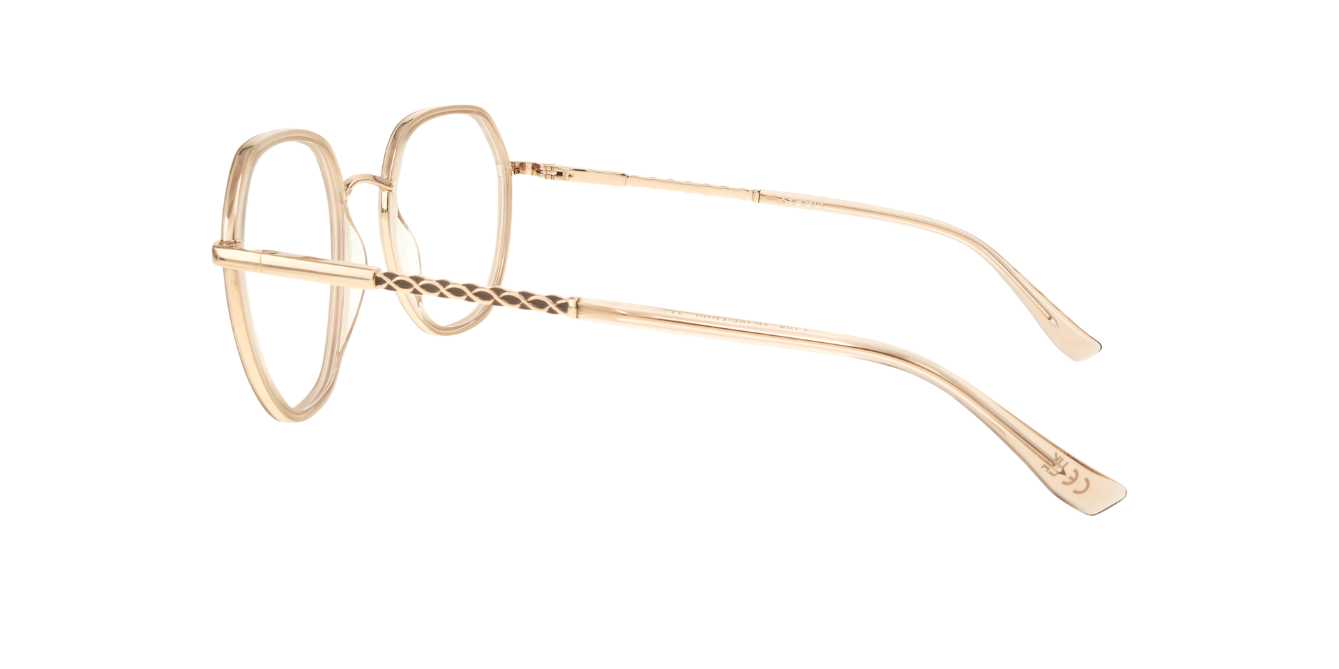 Lina Beige & Gold MetalEyeglass Frames for Glasses Direct, Side View