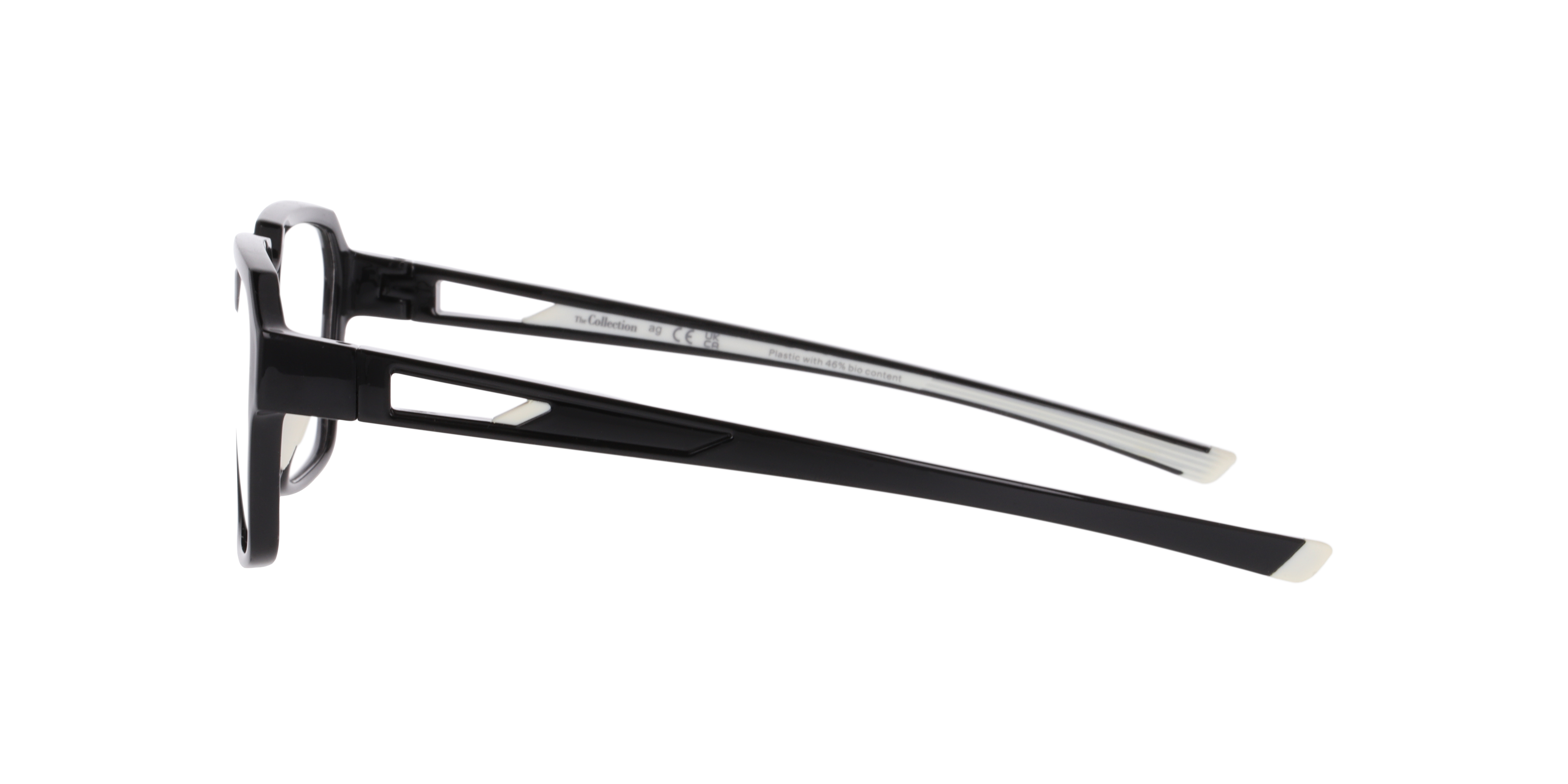 Nelson White On Black PlasticEyeglass Frames for Glasses Direct, Side View