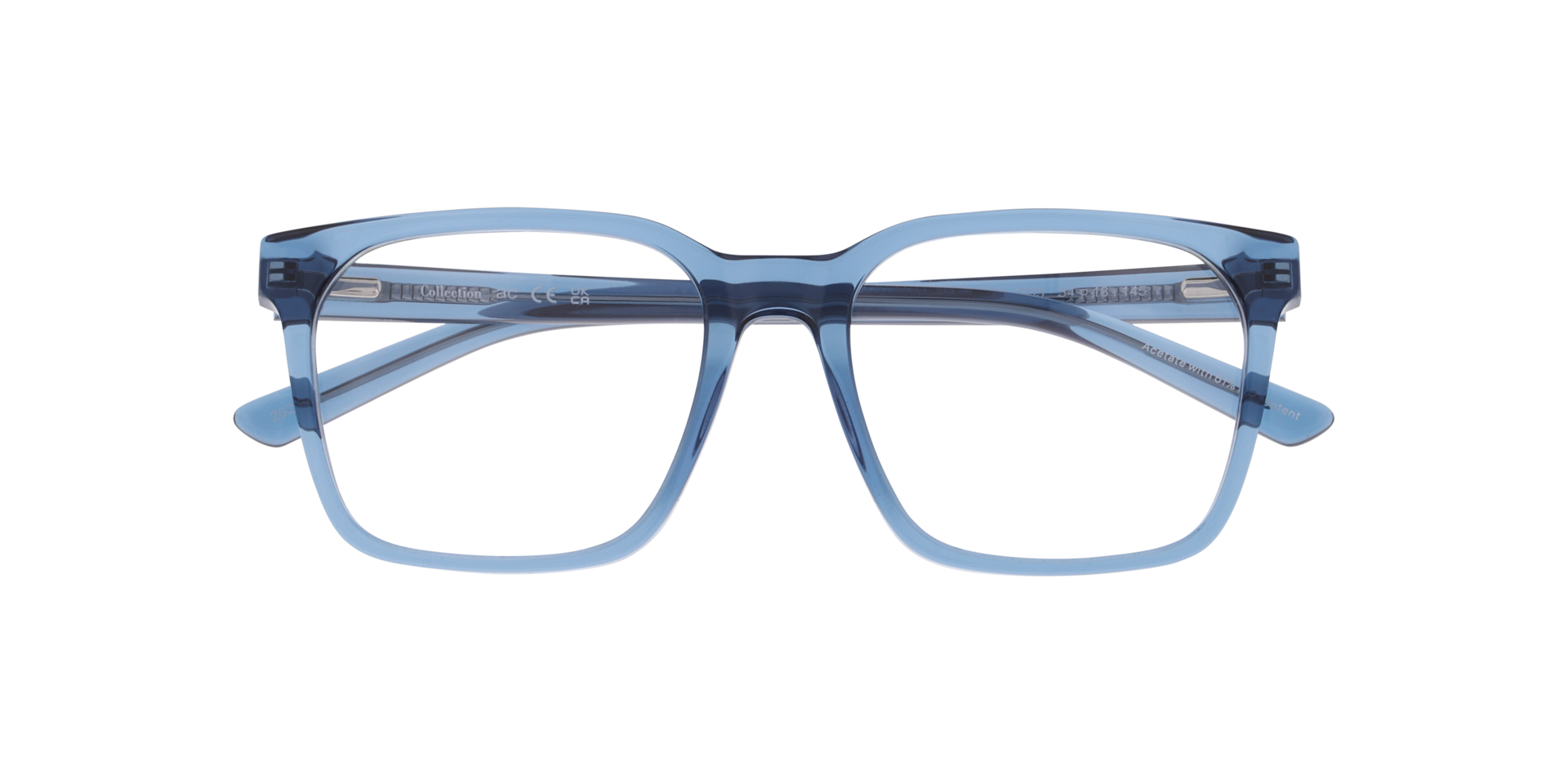 Malakai Transparent Blue AcetateEyeglass Frames for Glasses Direct, Closed View