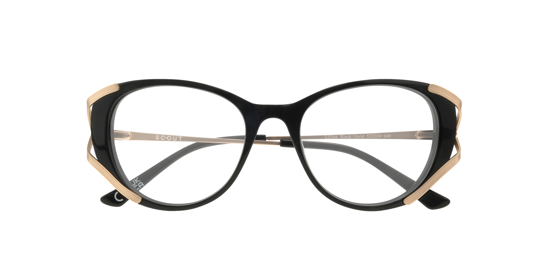 Lillian Black & Gold AcetateEyeglass Frames for Glasses Direct, Closed View