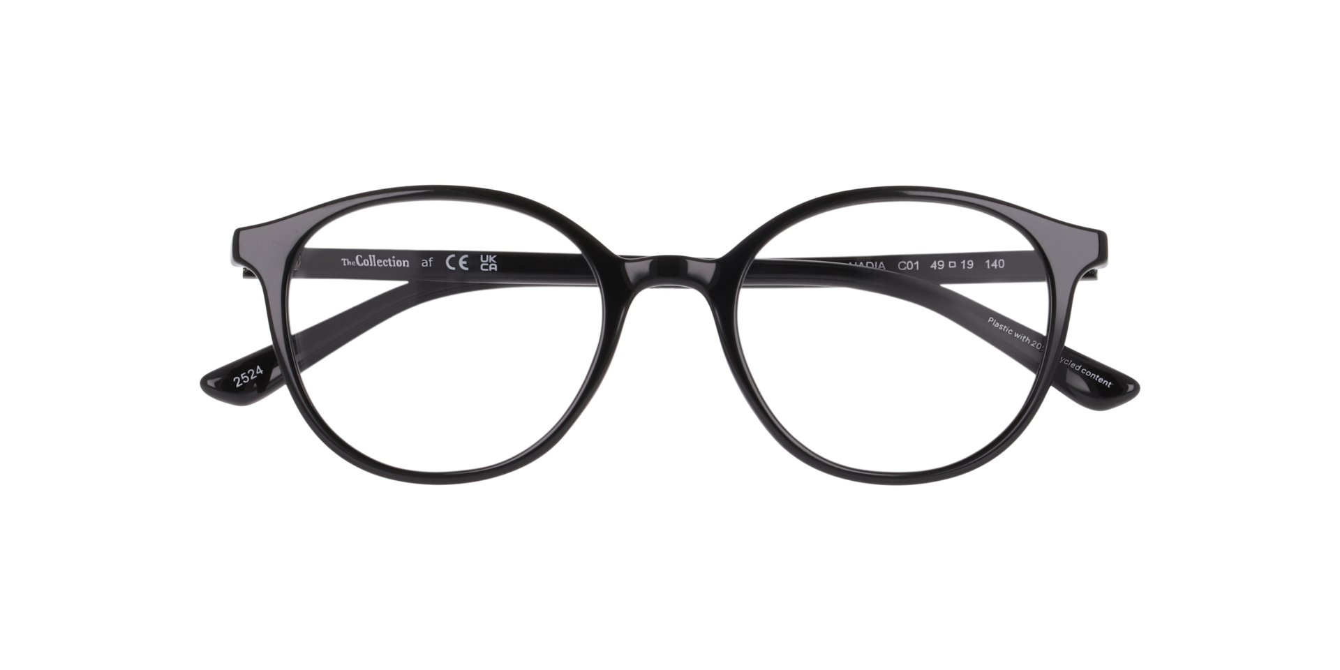Nadia Black PlasticEyeglass Frames for Glasses Direct, Closed View