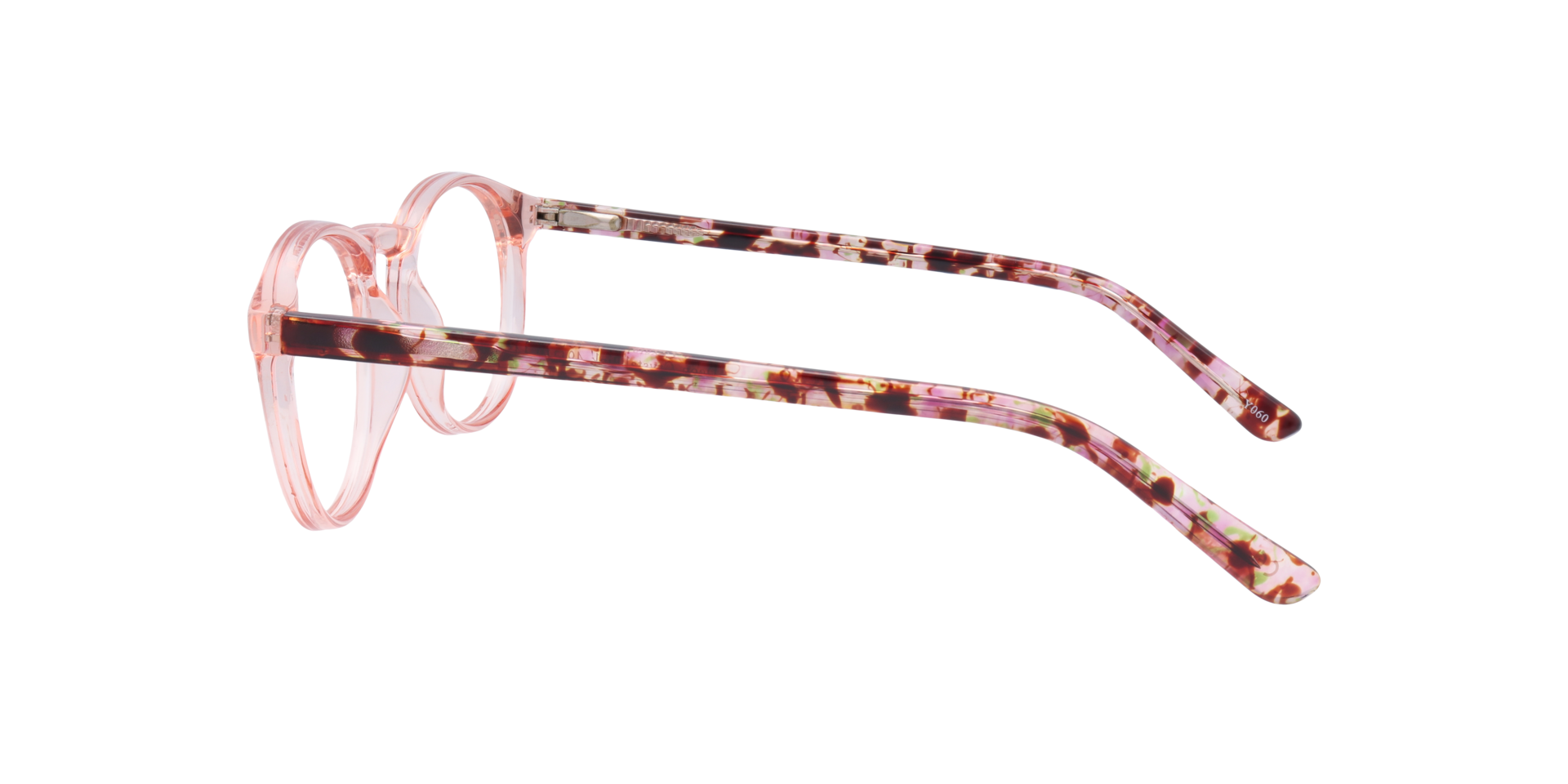 Deon Crystal Pink PlasticEyeglass Frames for Glasses Direct, Side View