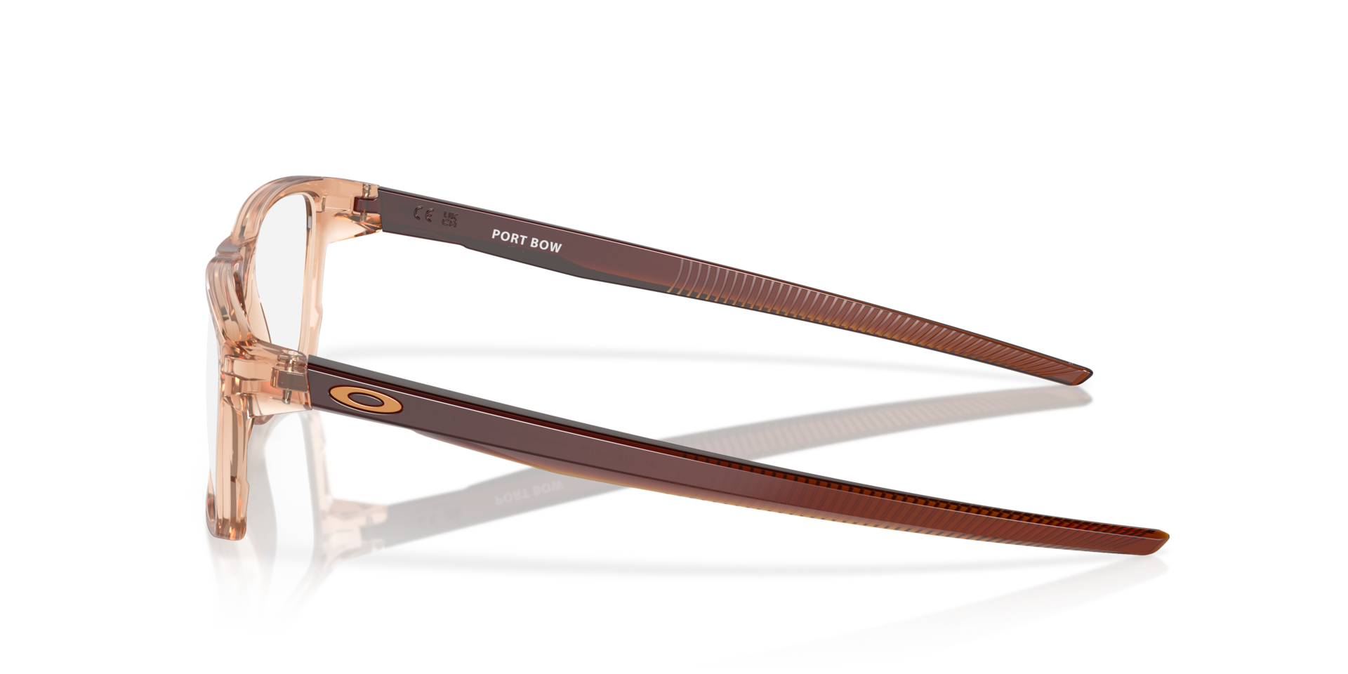 Port Bow Coalesce Collection Polished Transparent Sepia PlasticEyeglass Frames for Glasses Direct, Side View