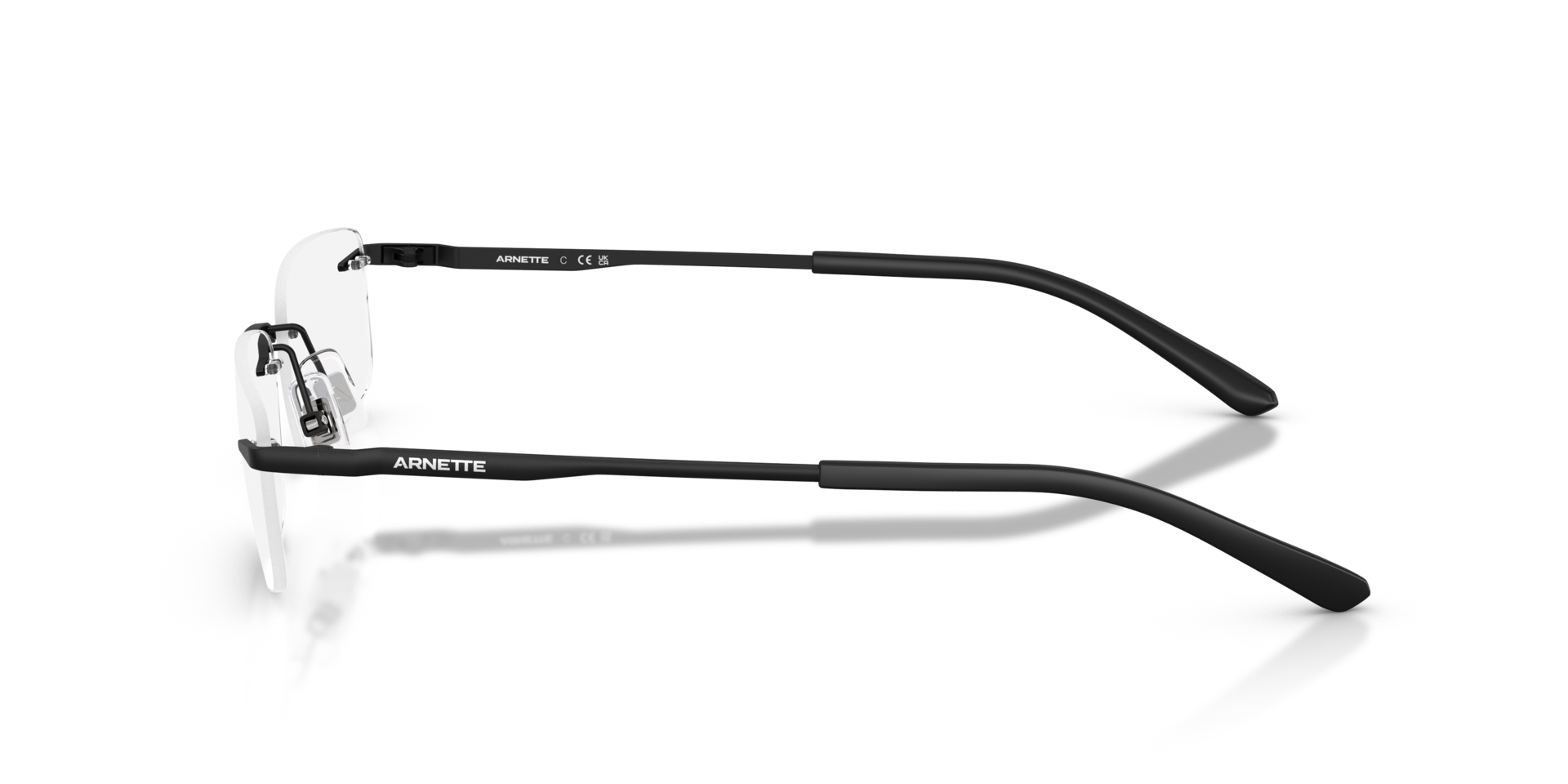 AN6150 Matte Black MetalEyeglass Frames for Glasses Direct, Side View