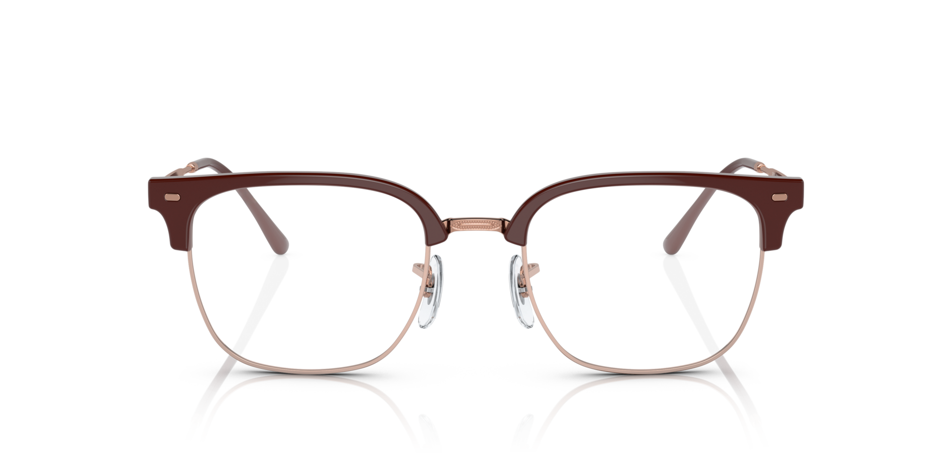 New Clubmaster Optics Bordeaux On Rose Gold PlasticEyeglass Frames for Glasses Direct, Front View