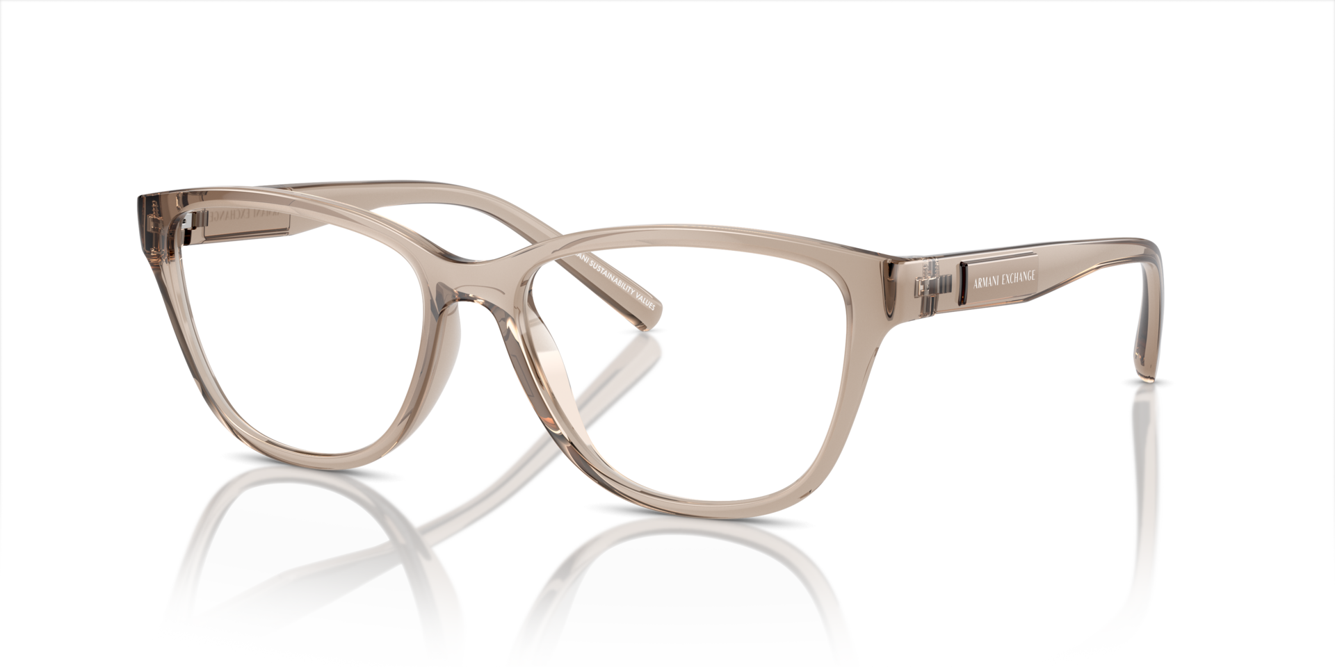 AX3111U Shiny Transparent Brown PlasticEyeglass Frames for Glasses Direct, Angle View