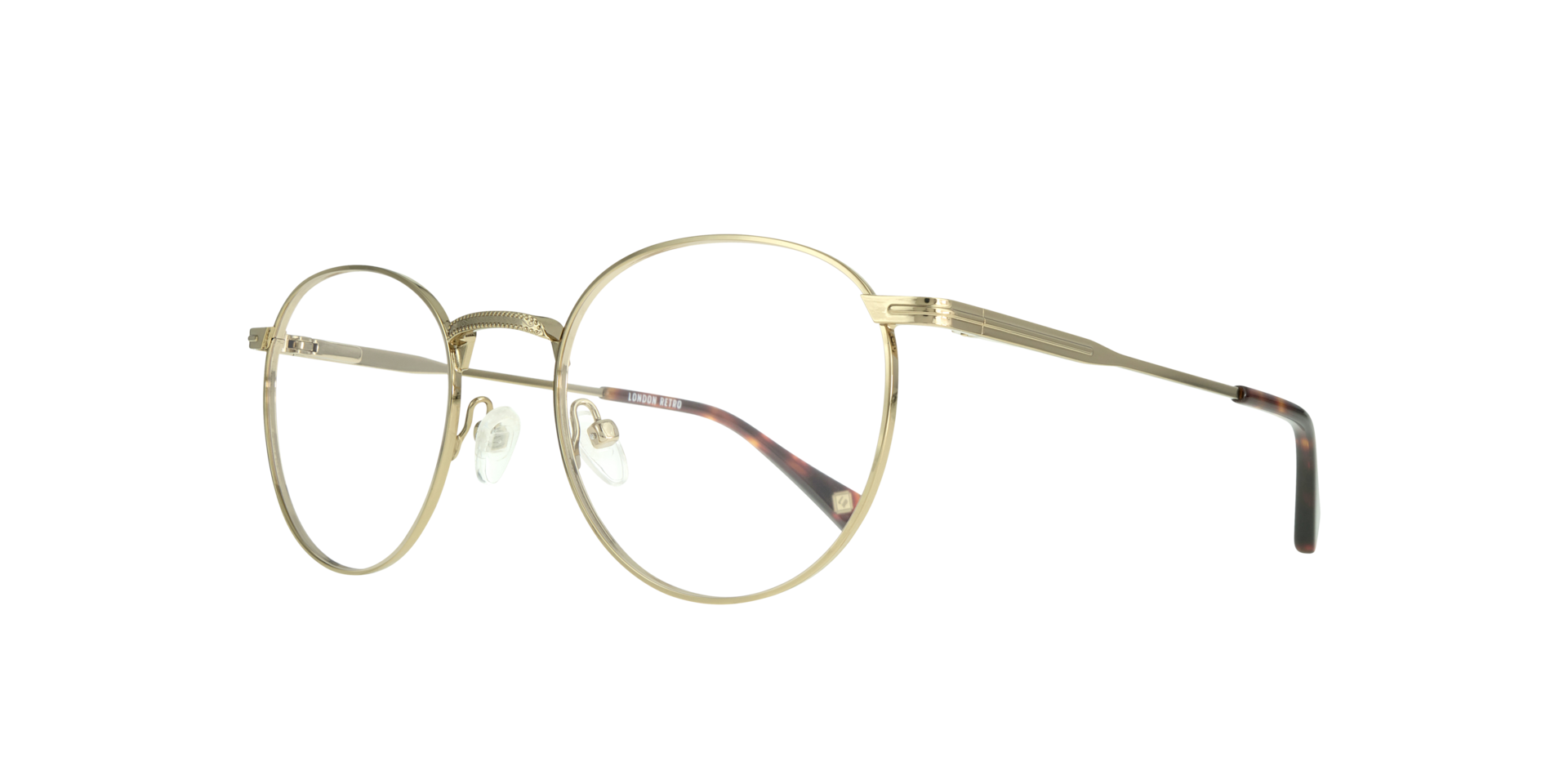 Kentish Shiny Gold MetalEyeglass Frames for Glasses Direct, Angle View