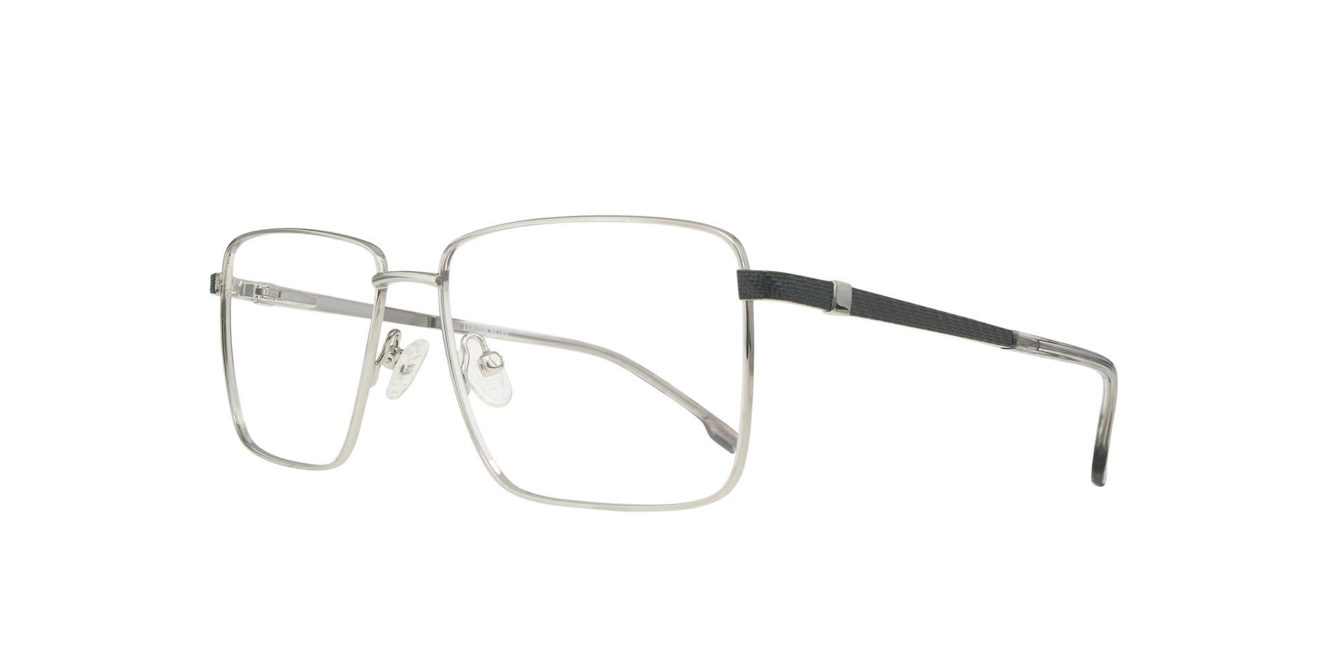 Lincoln Silver & Grey MetalEyeglass Frames for Glasses Direct, Angle View