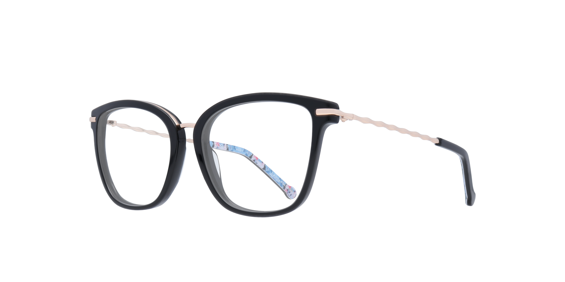 Giunone Black AcetateEyeglass Frames for Glasses Direct, Angle View