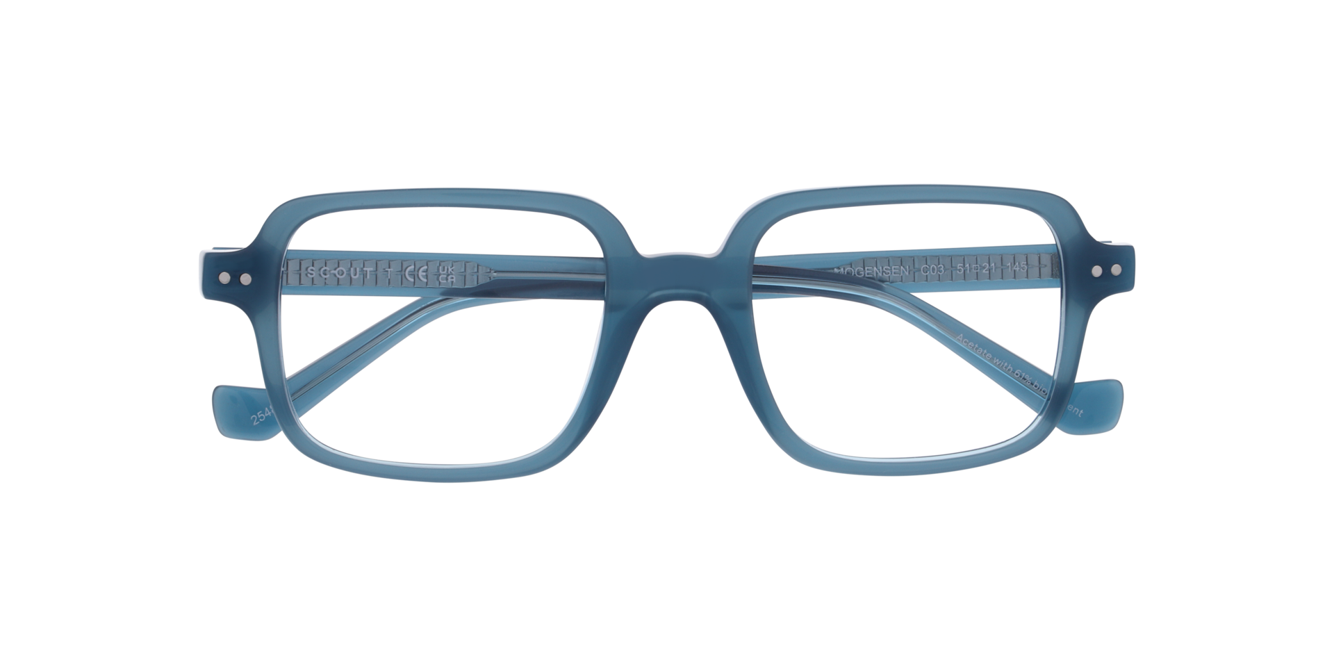 Mogensen Transparent Blue AcetateEyeglass Frames for Glasses Direct, Closed View