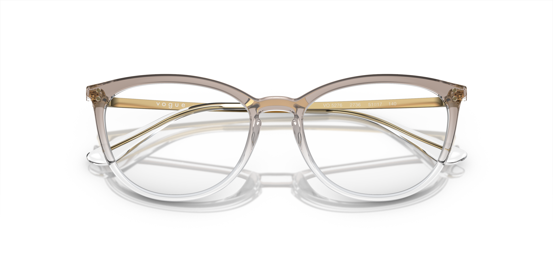 VO5276 Top Gradient Brown & Crystal PlasticEyeglass Frames for Glasses Direct, Closed View