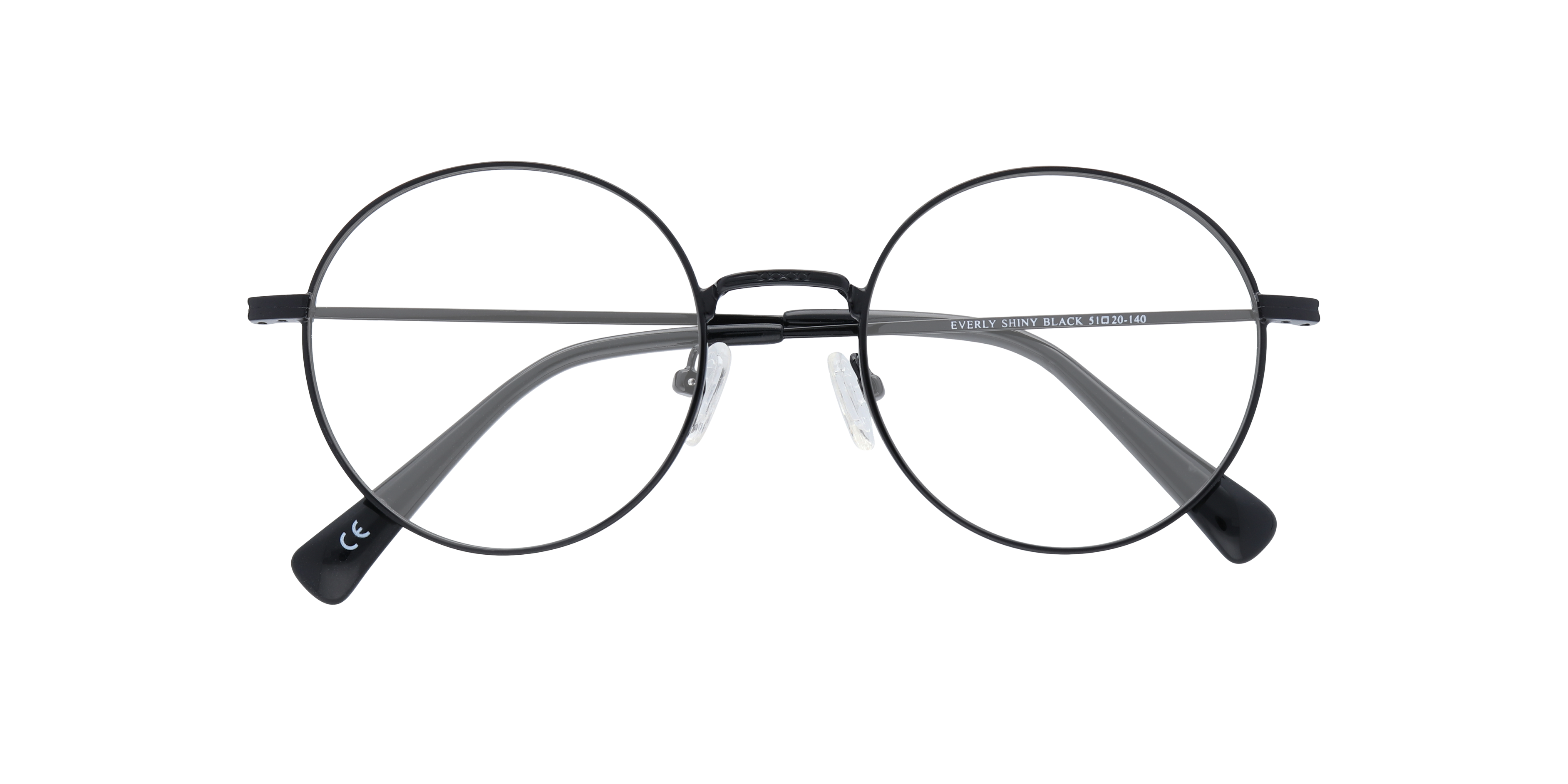 Everly Shiny Black MetalEyeglass Frames for Glasses Direct, Closed View