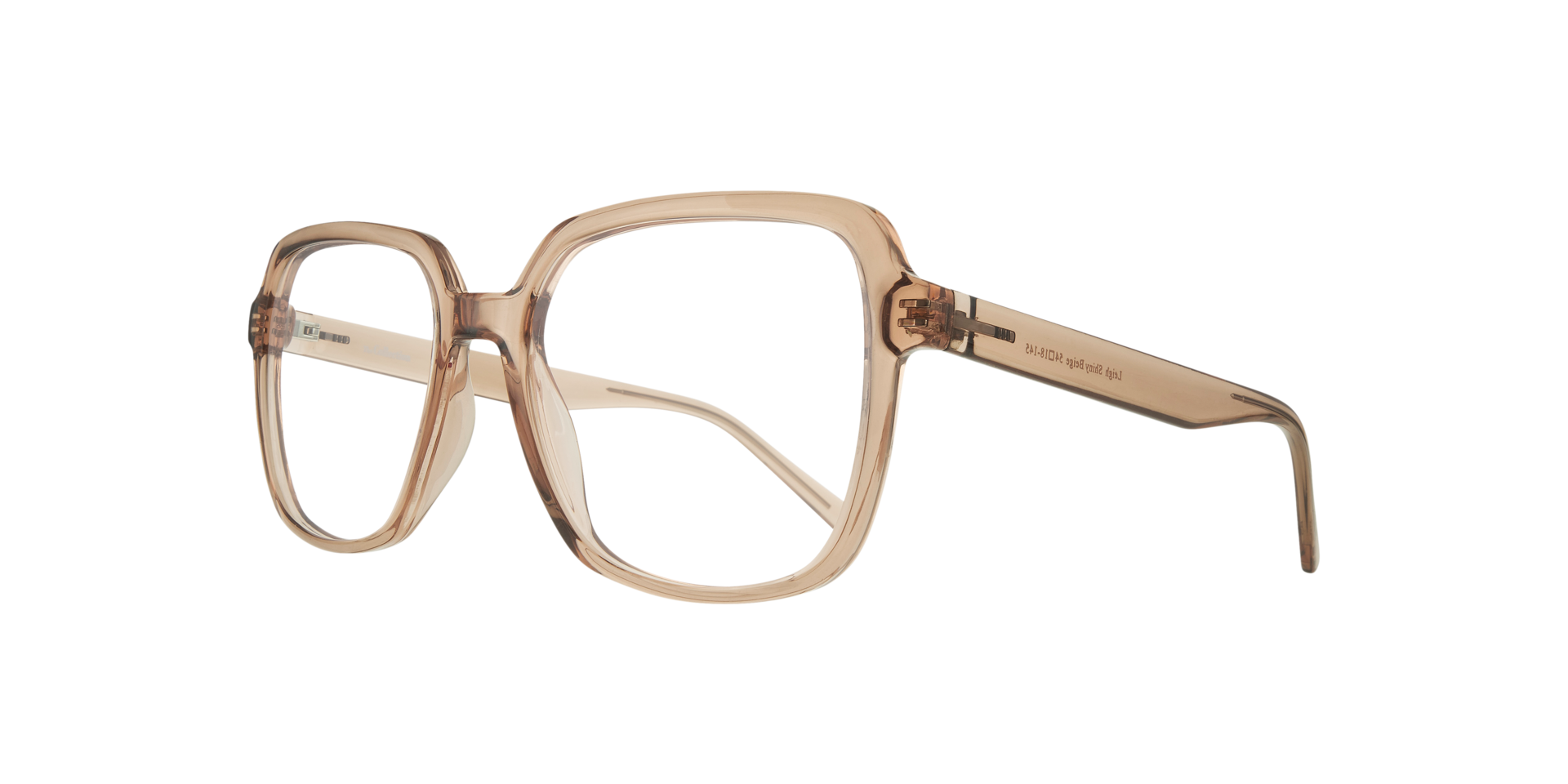 Leigh Shiny Beige PlasticEyeglass Frames for Glasses Direct, Angle View