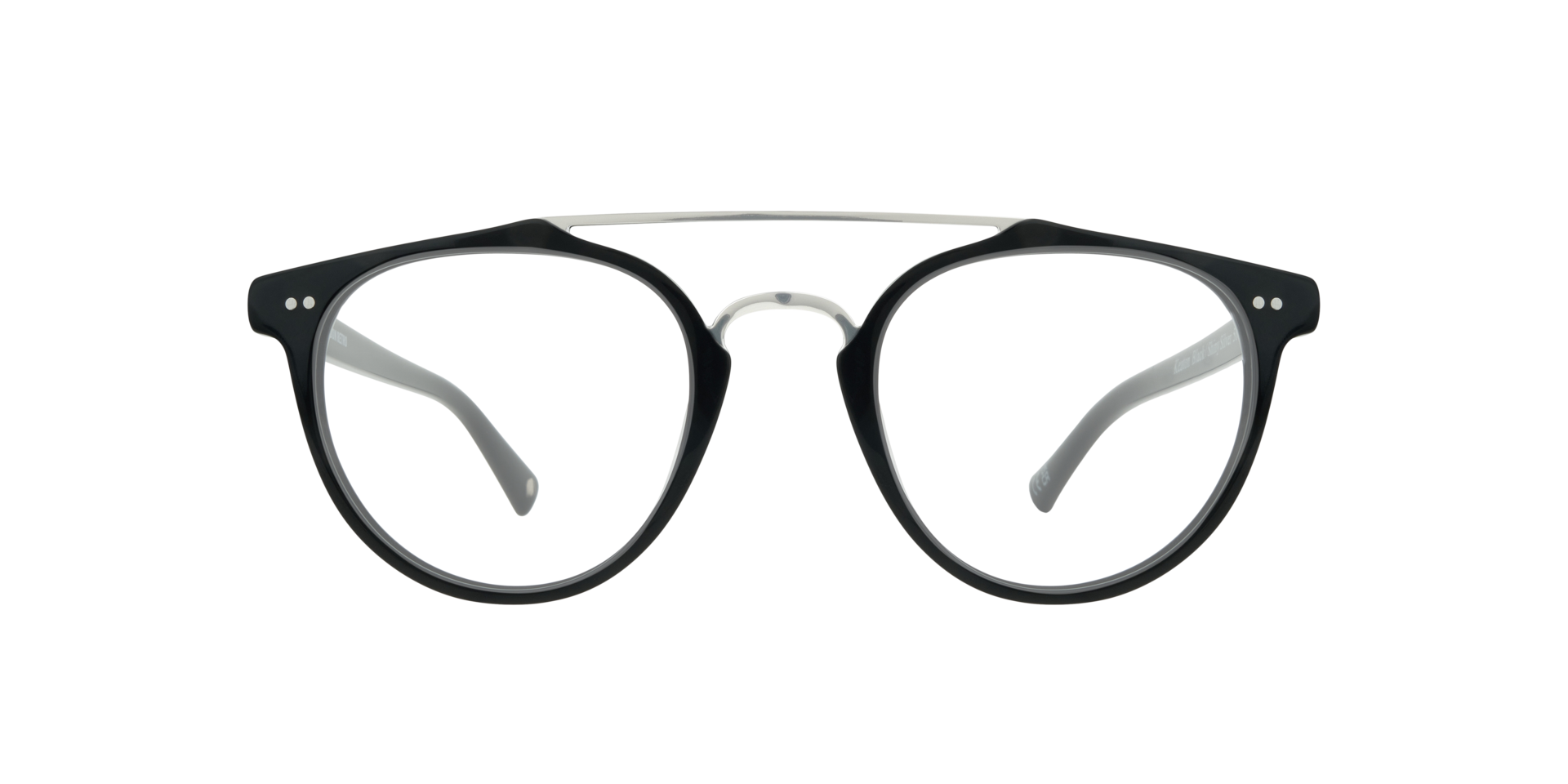Keaton Black & Shiny Silver AcetateEyeglass Frames for Glasses Direct, Front View