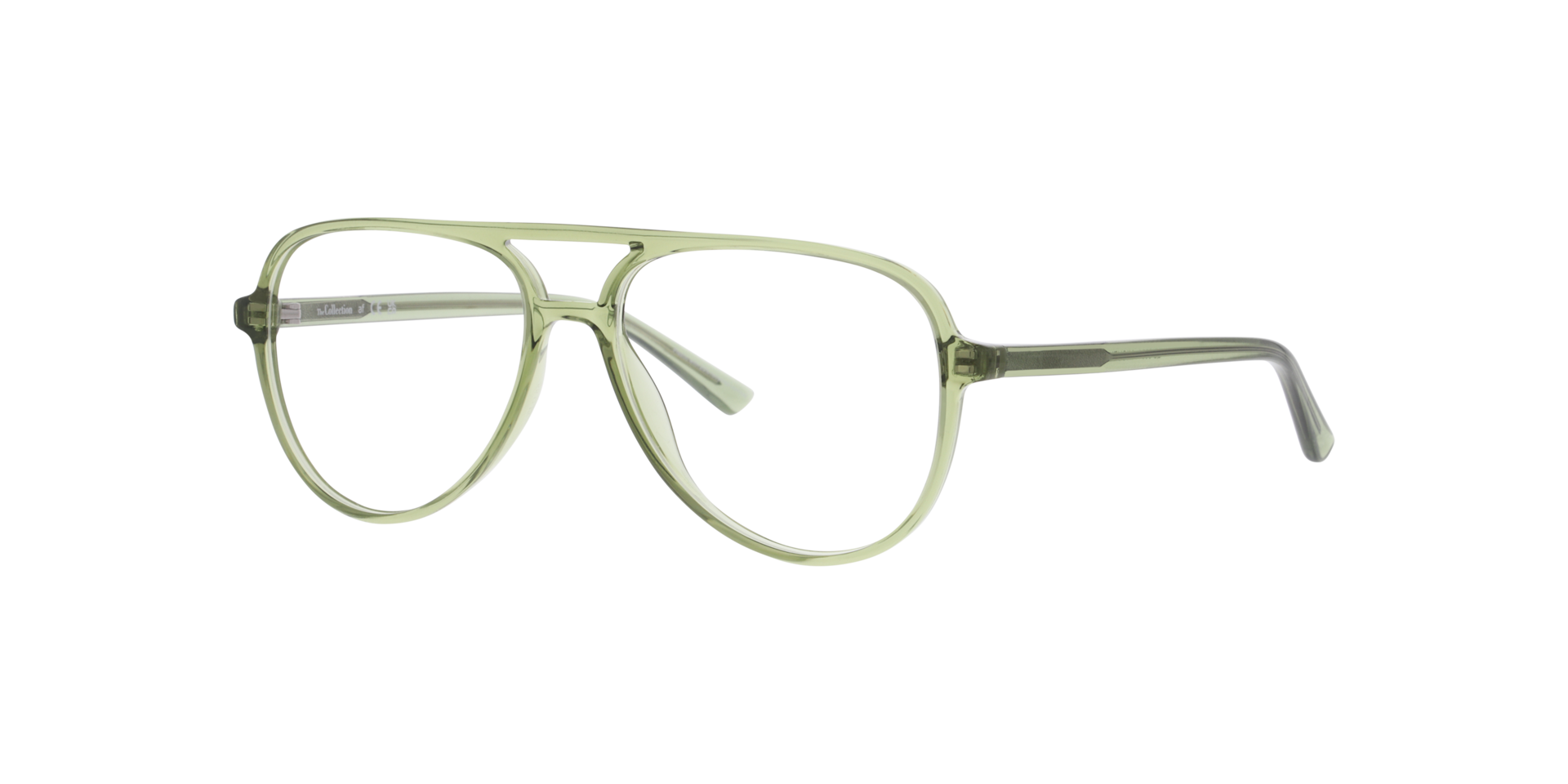 Miguel Transparent Green PlasticEyeglass Frames for Glasses Direct, Angle View