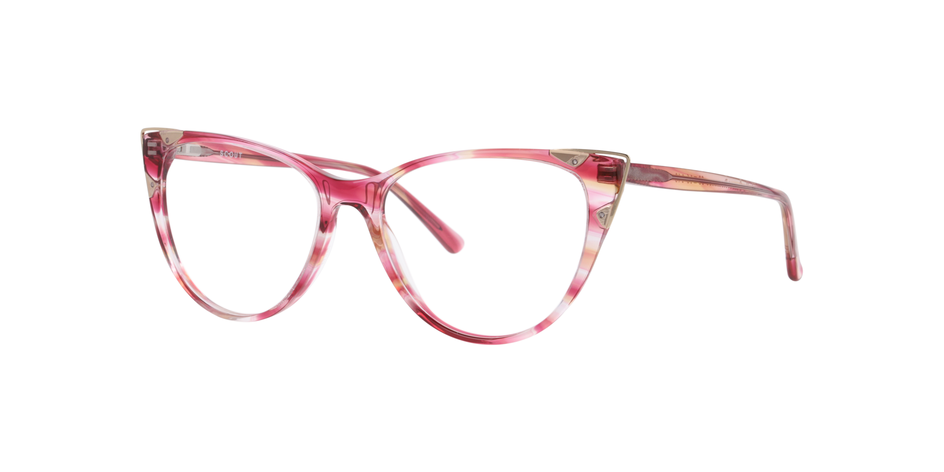 Arabella Pink & Yellow AcetateEyeglass Frames for Glasses Direct, Angle View