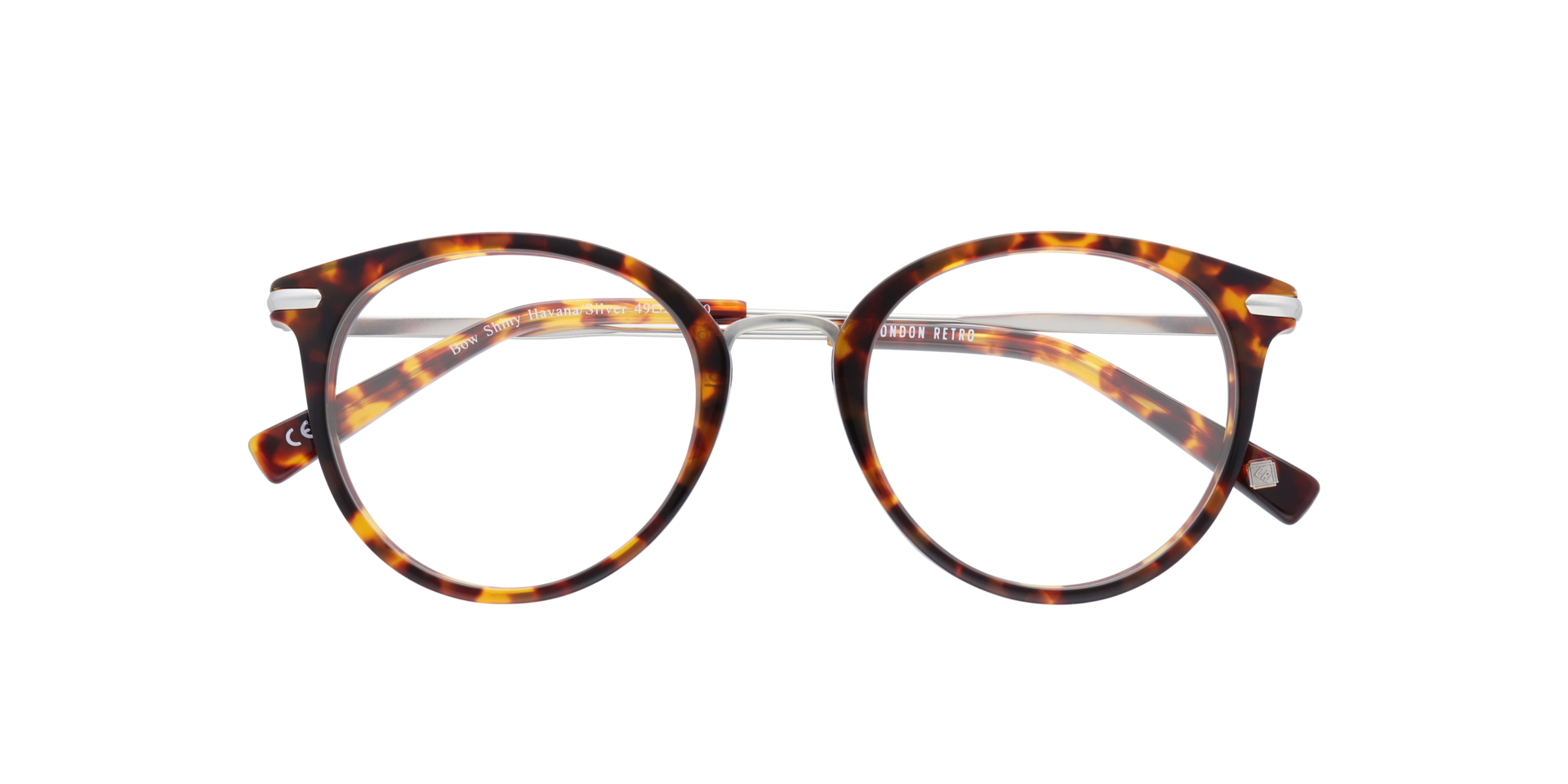 Bow Shiny Havana & Silver AcetateEyeglass Frames for Glasses Direct, Closed View