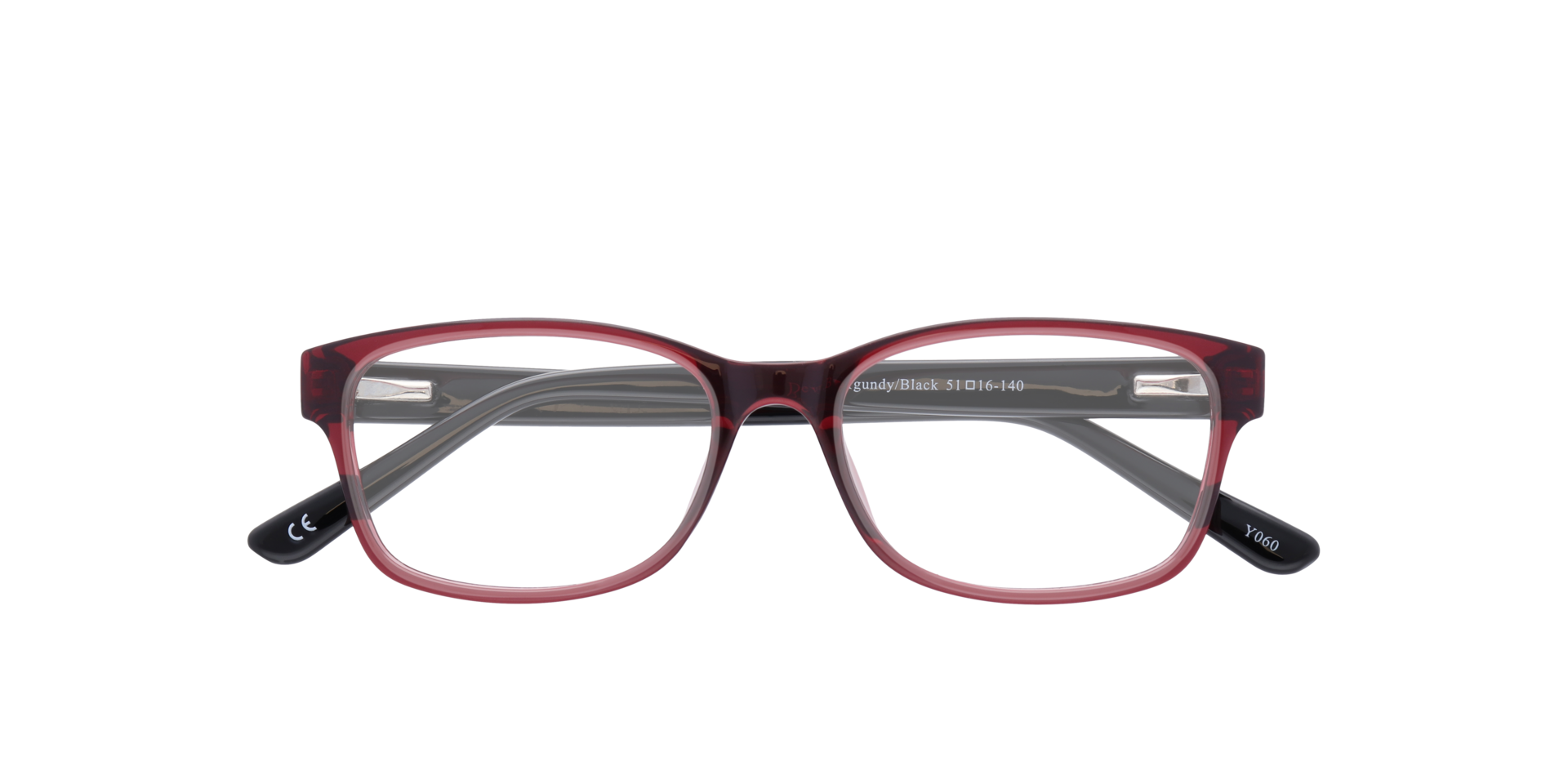 Dewy Burgundy & Black PlasticEyeglass Frames for Glasses Direct, Closed View
