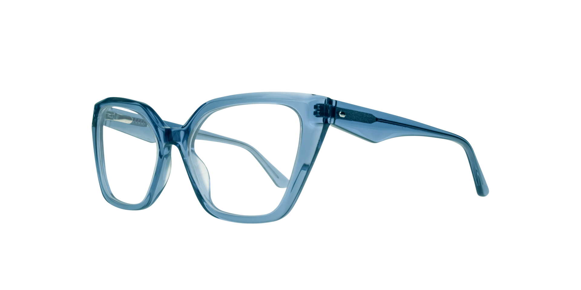 Helen Crystal Blue AcetateEyeglass Frames for Glasses Direct, Angle View