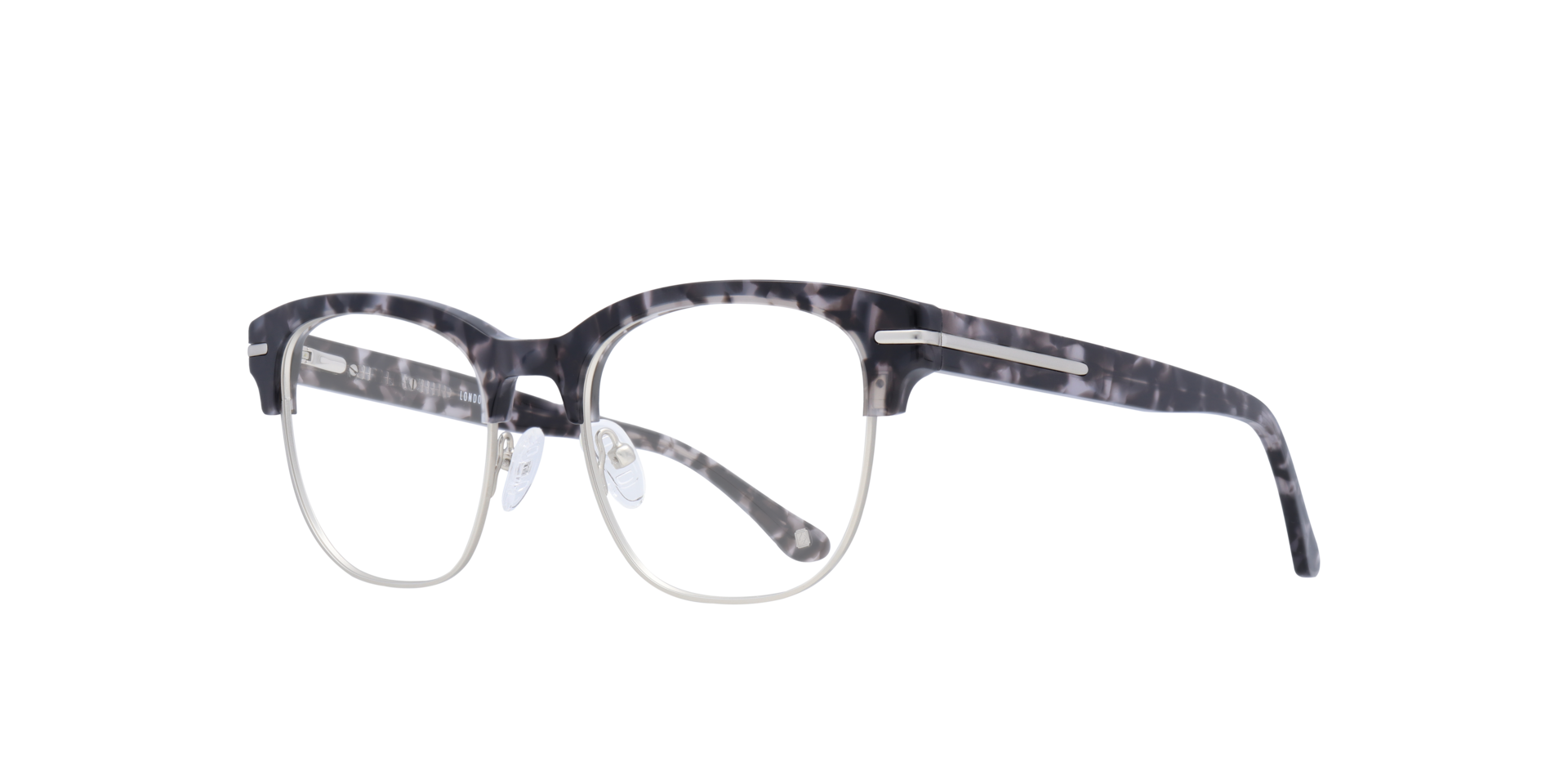 Greenford Grey Havana MetalEyeglass Frames for Glasses Direct, Angle View