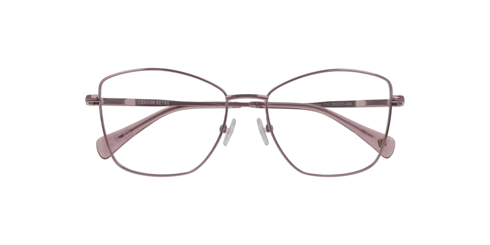 Merton Pink MetalEyeglass Frames for Glasses Direct, Closed View