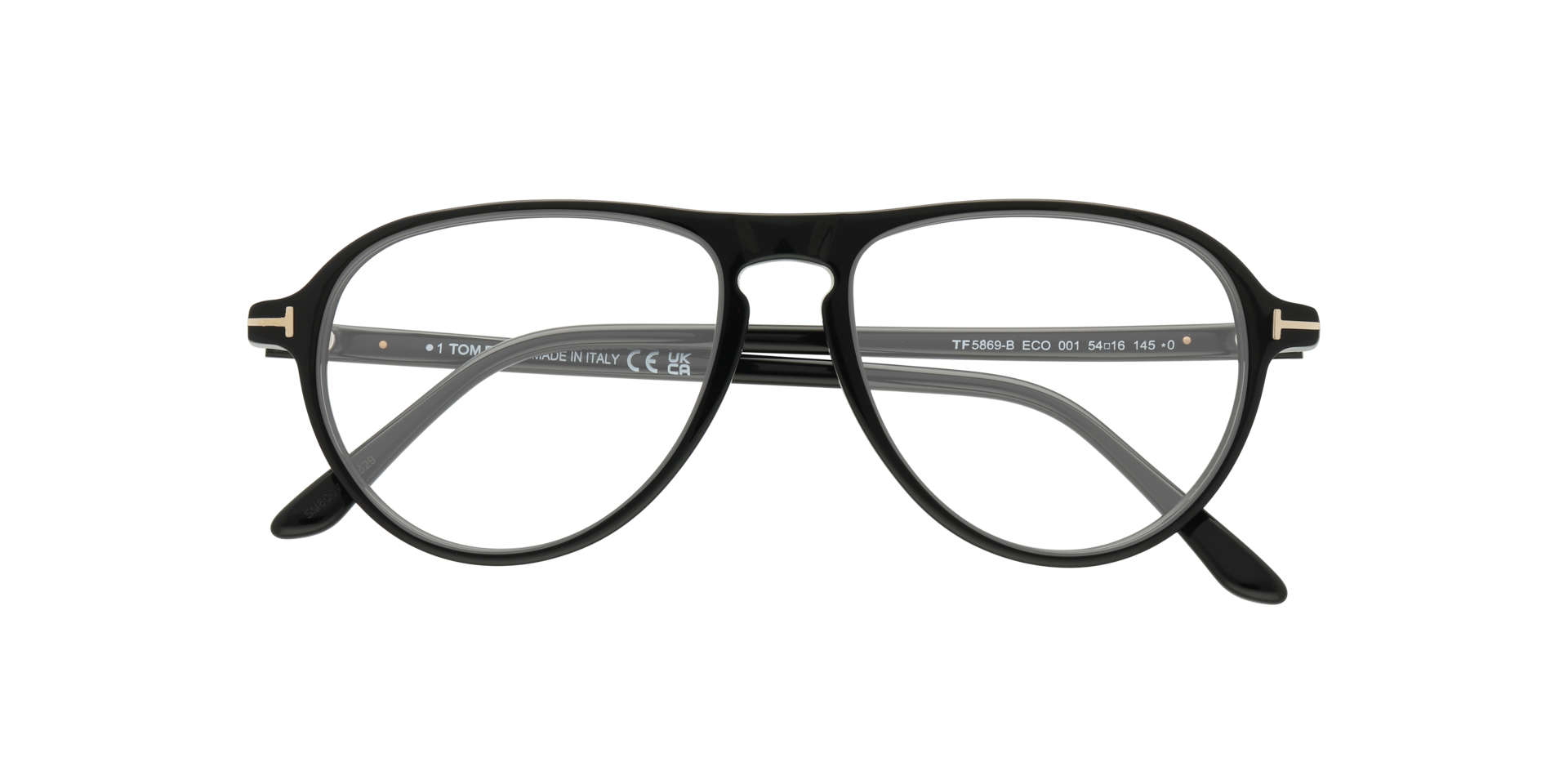 FT5869-B Black Shiny AcetateEyeglass Frames for Glasses Direct, Closed View