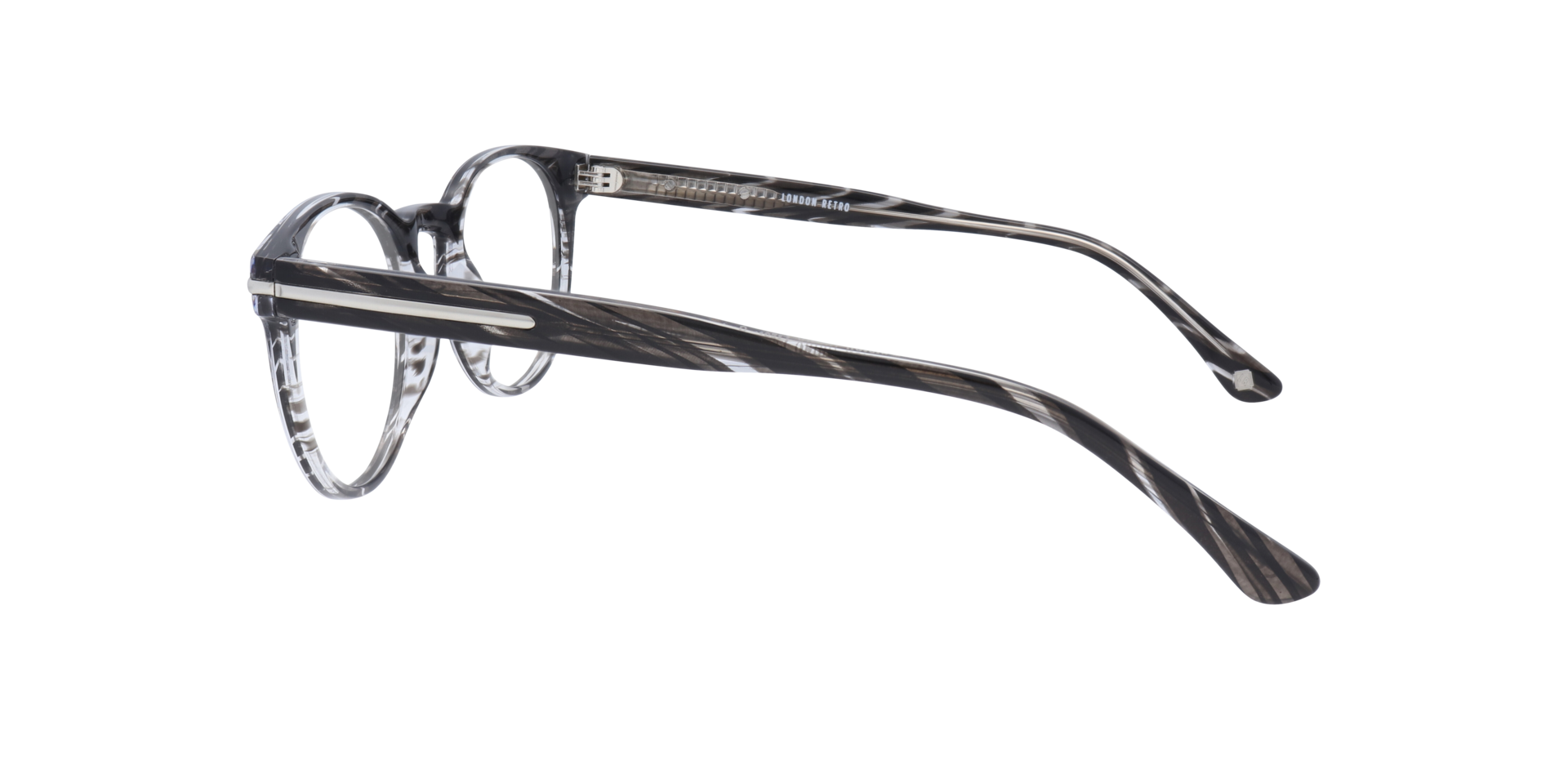 Dalston Shiny Grey Stripes AcetateEyeglass Frames for Glasses Direct, Side View