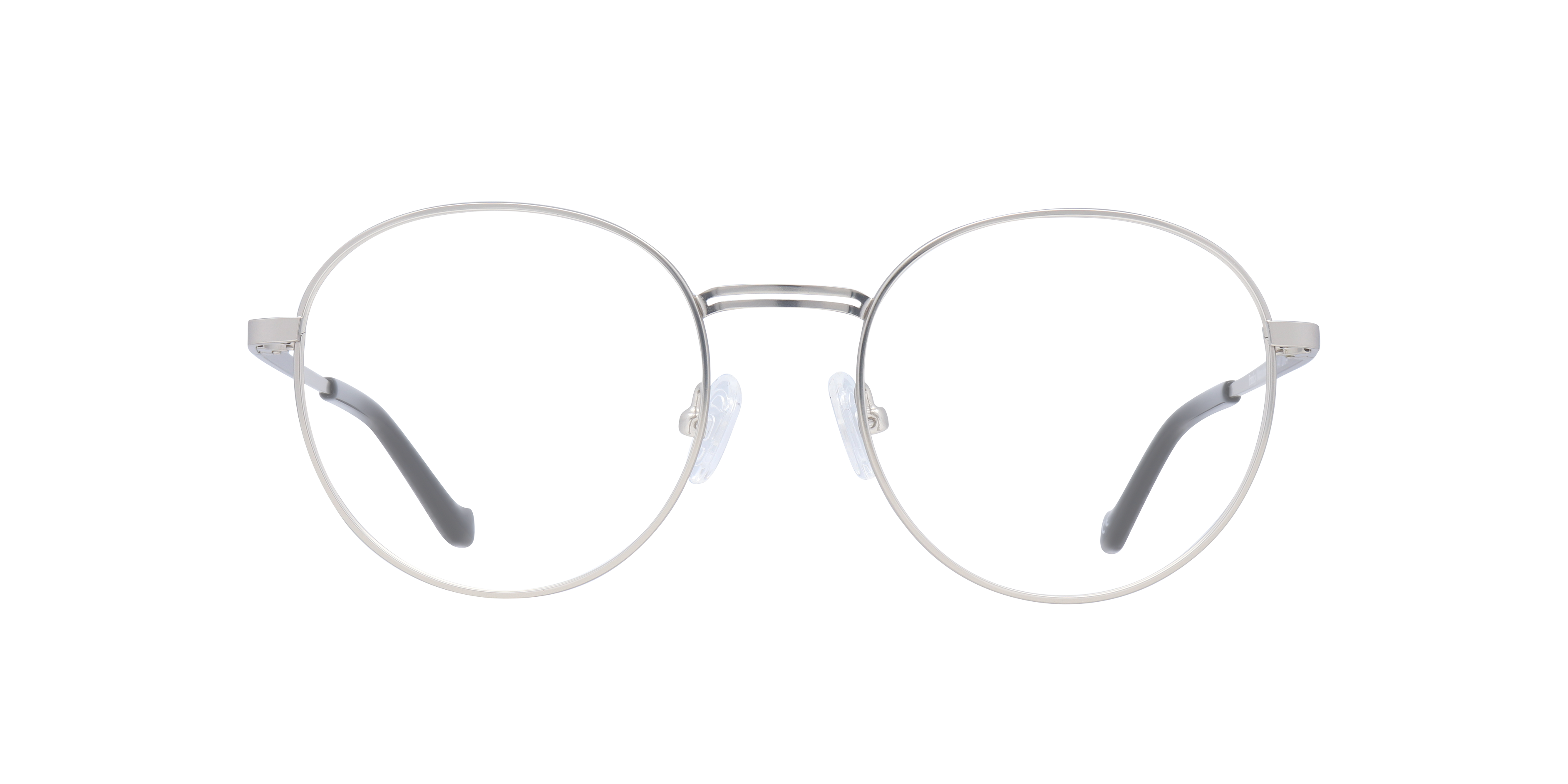 Franky Matte Silver MetalEyeglass Frames for Glasses Direct, Front View
