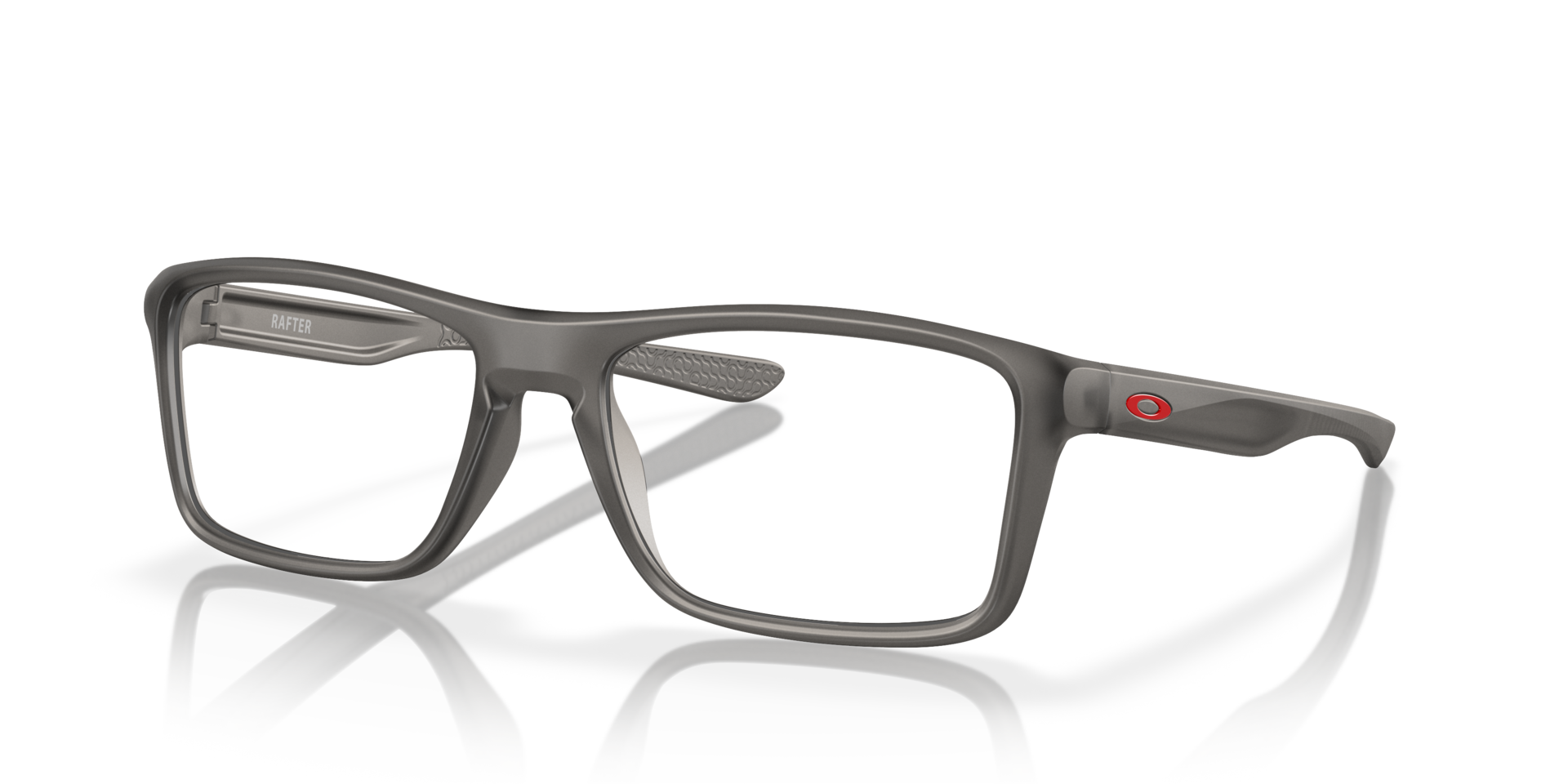 Rafter Satin Grey Smoke PlasticEyeglass Frames for Glasses Direct, Angle View