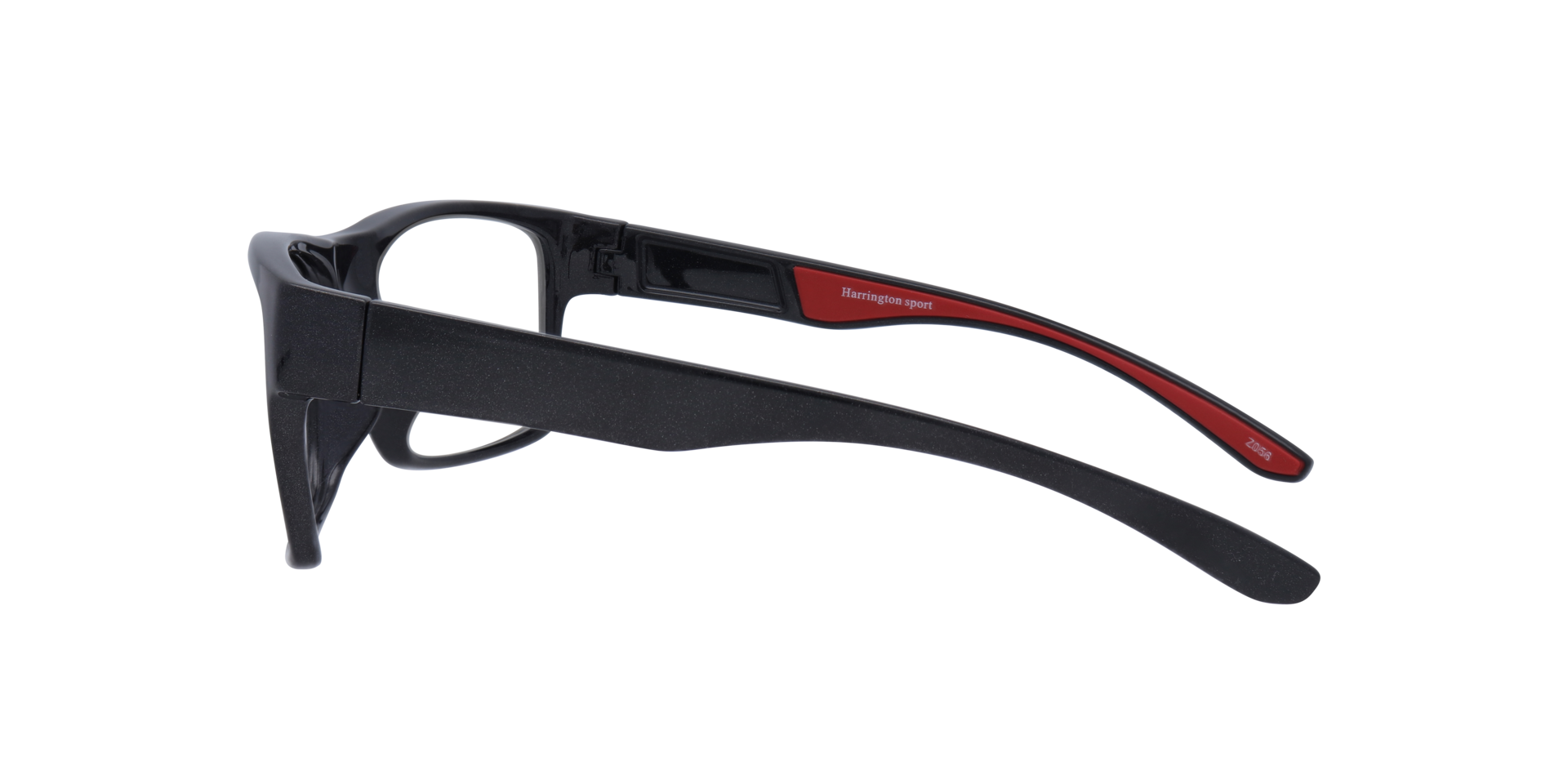Blaze Shiny Black & Red PlasticEyeglass Frames for Glasses Direct, Side View