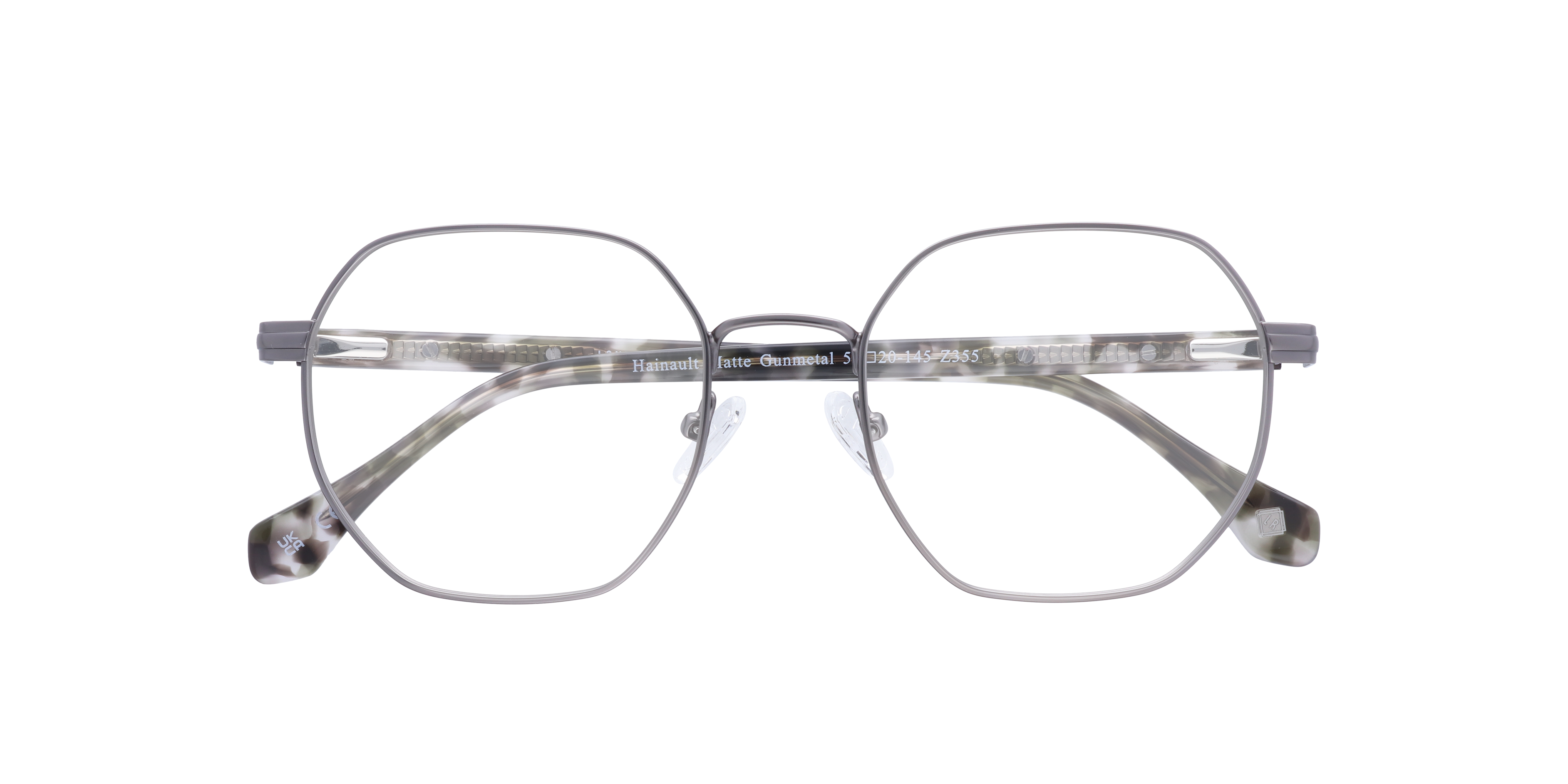 Hainault Matte Gunmetal MetalEyeglass Frames for Glasses Direct, Closed View