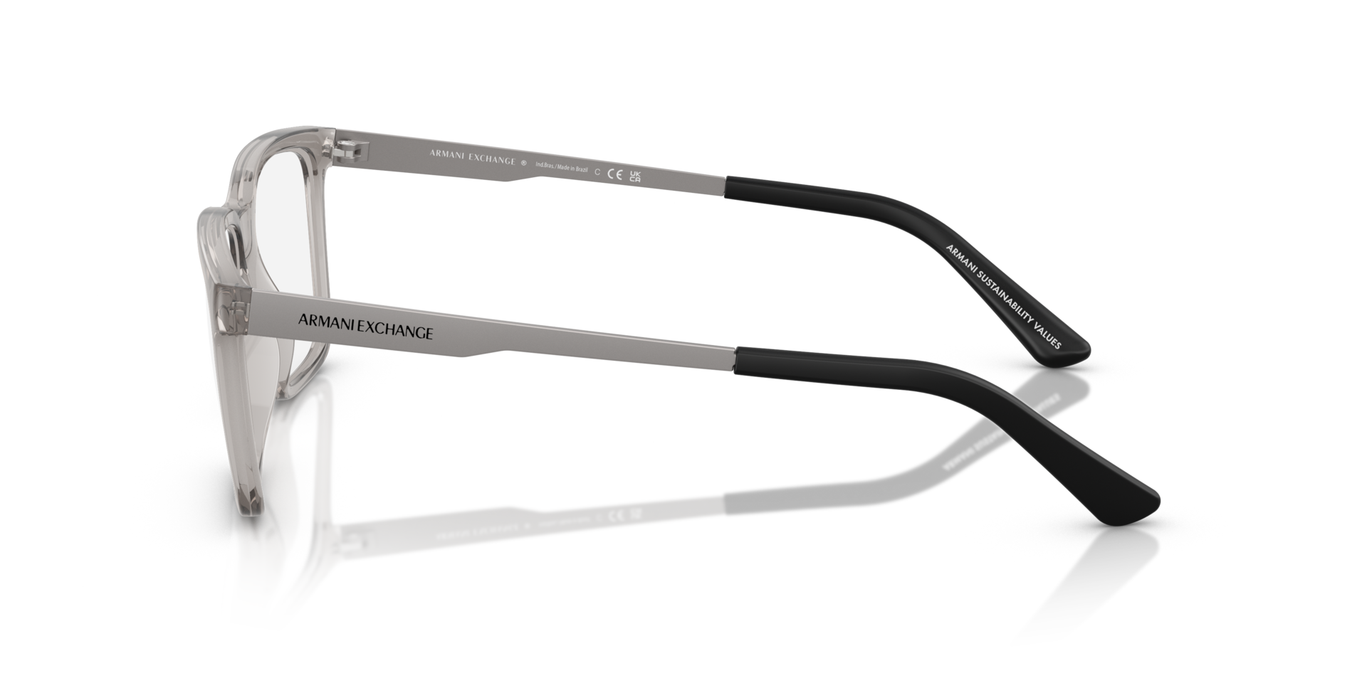 AX3103 Shiny Transparent Grey PlasticEyeglass Frames for Glasses Direct, Side View
