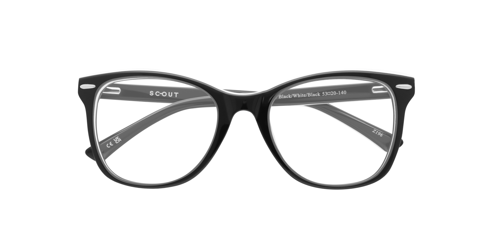 Grazia Black & White & Black AcetateEyeglass Frames for Glasses Direct, Closed View